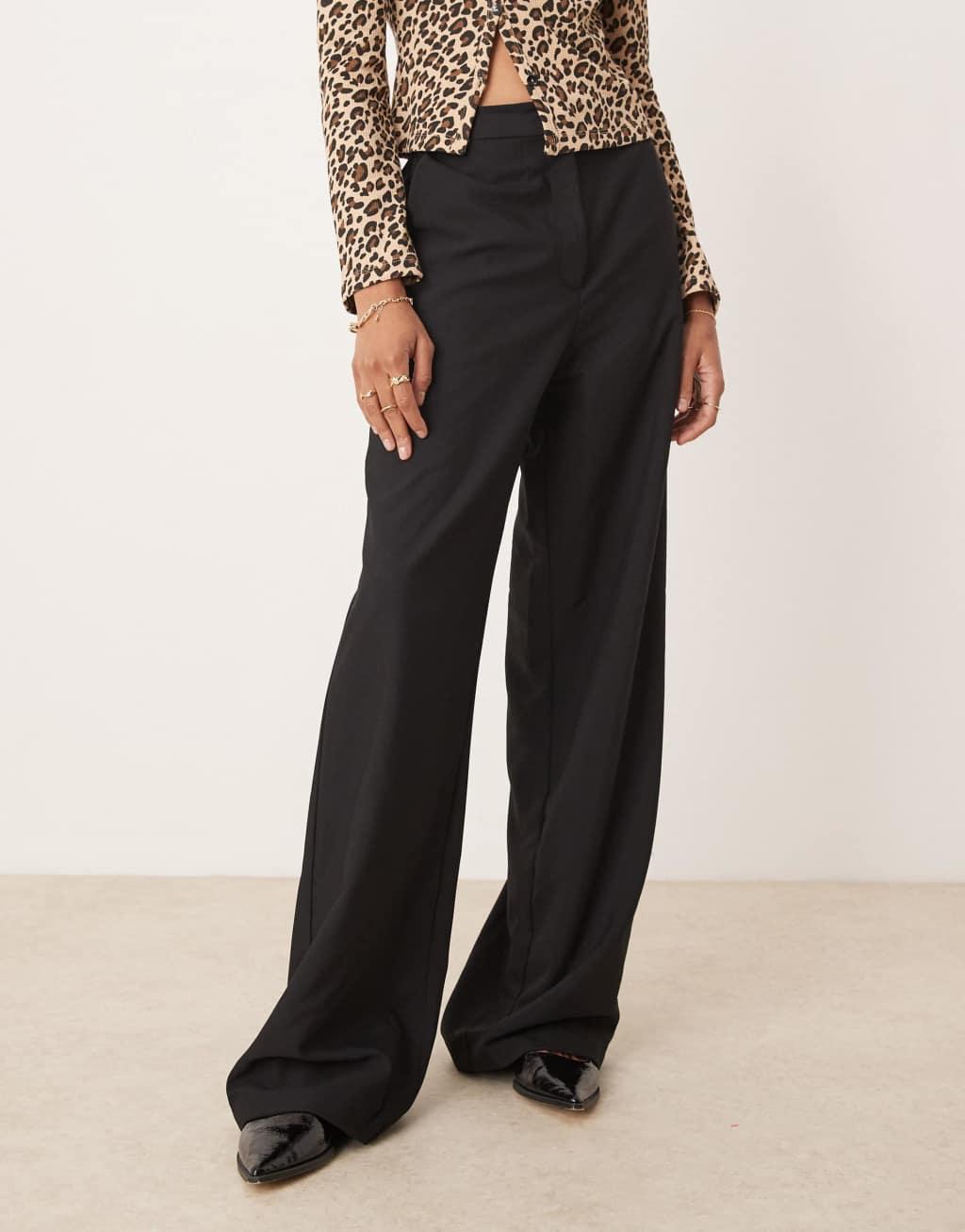 ASOS DESIGN Tall tailored relaxed straight leg pants in black Product Image