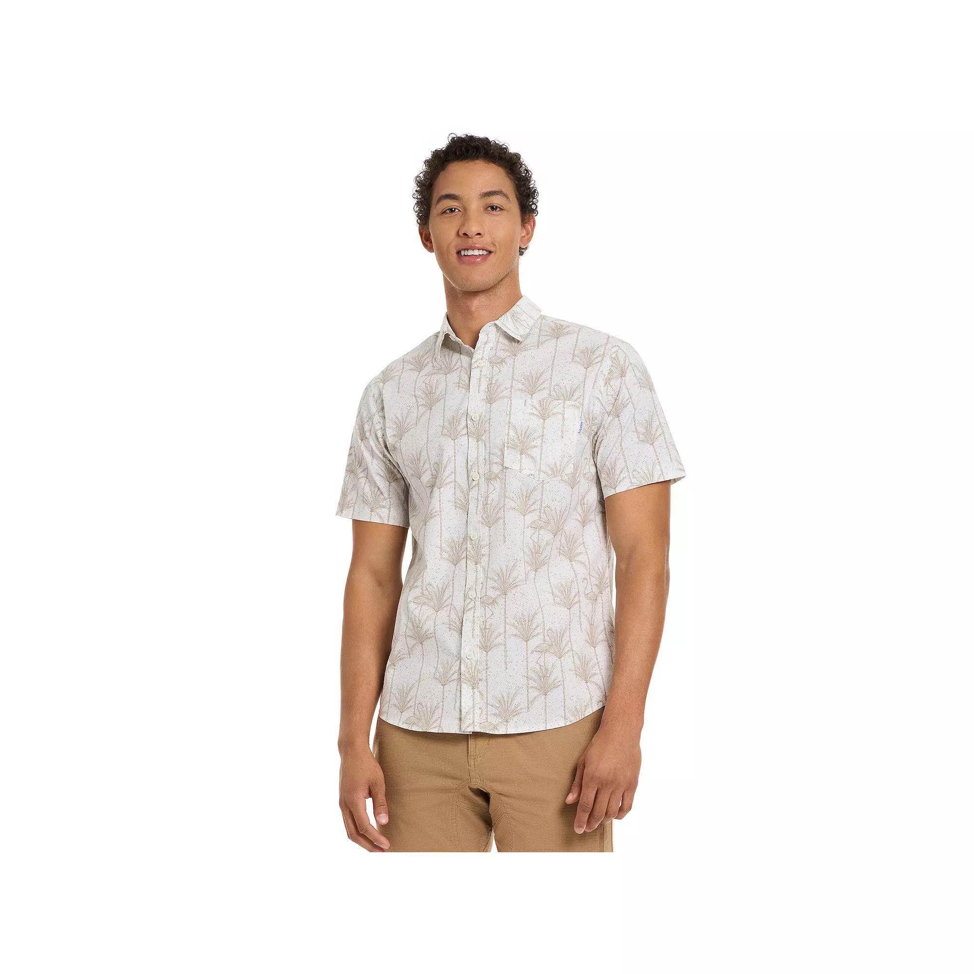 Men's Hurley Tropical Print Short Sleeve Button-Up Shirt, Size: Medium, White Product Image