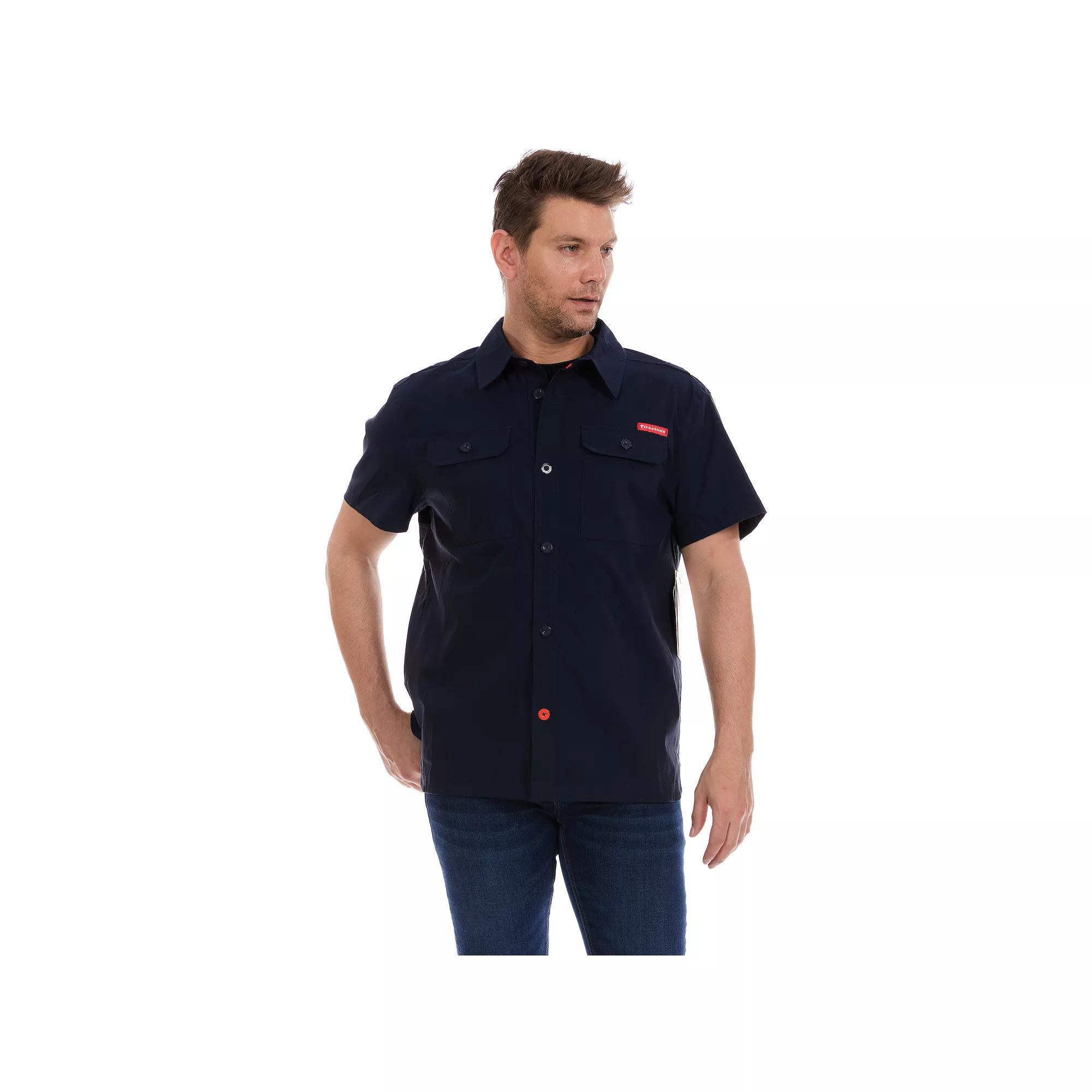 Men's Firestone Short Sleeve Mechanic Workshirt, Size: Large, Blue Product Image