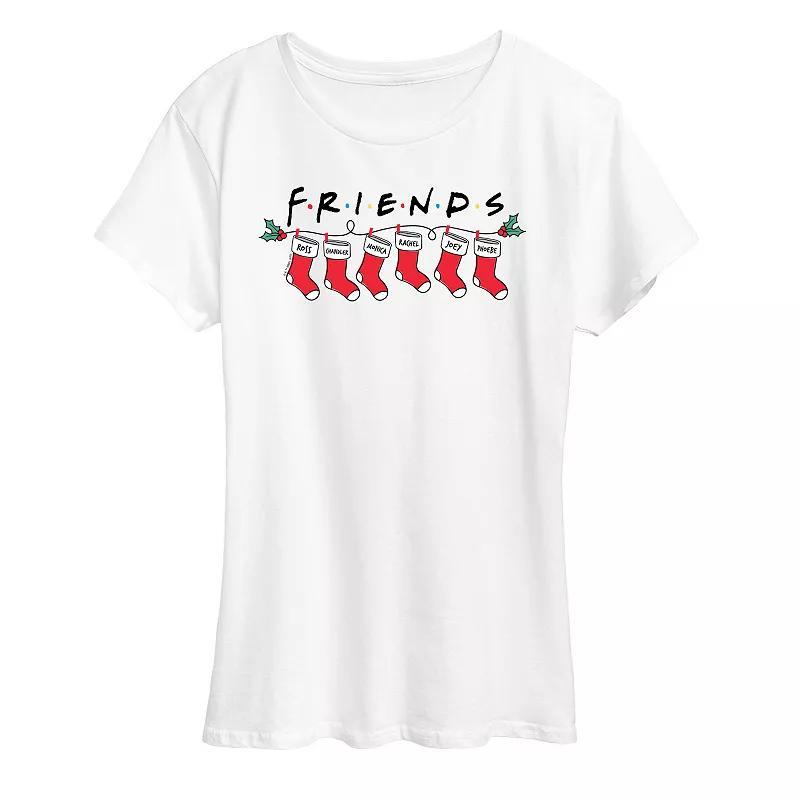 Womens Friends Christmas Stockings Graphic Tee, Girls Grey Grey Product Image