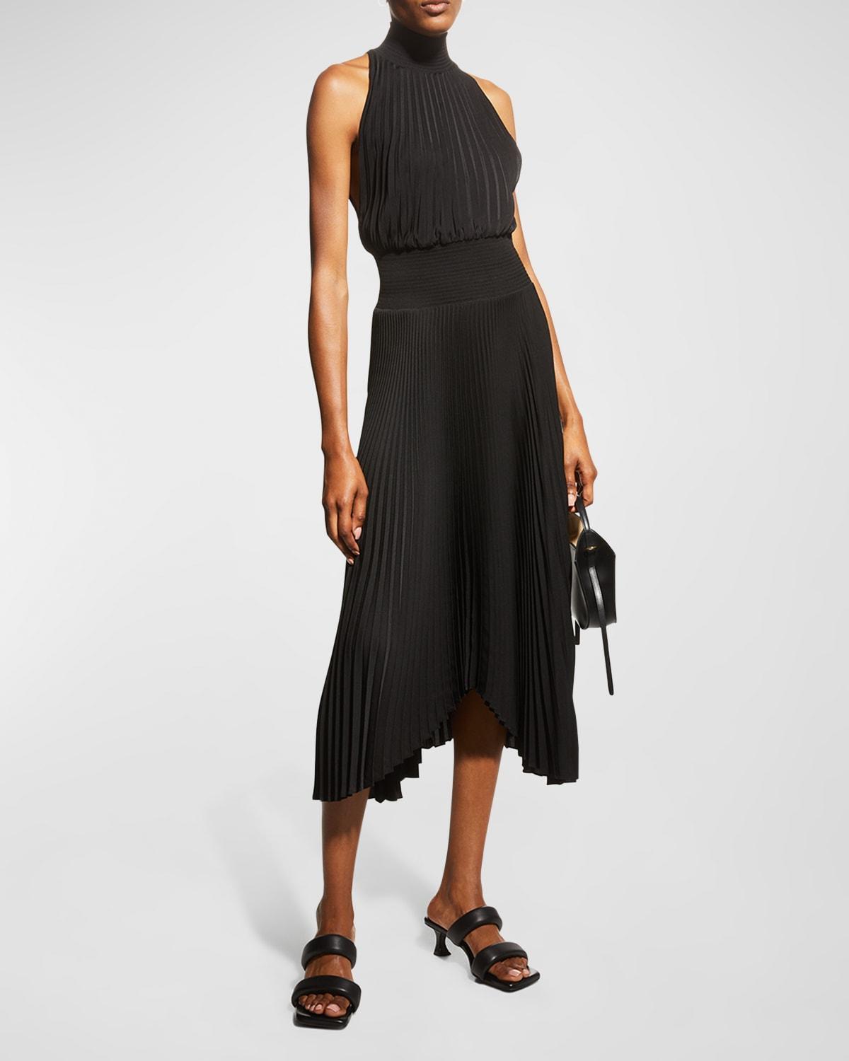 Womens Renzo Pliss Halter Midi Dress Product Image