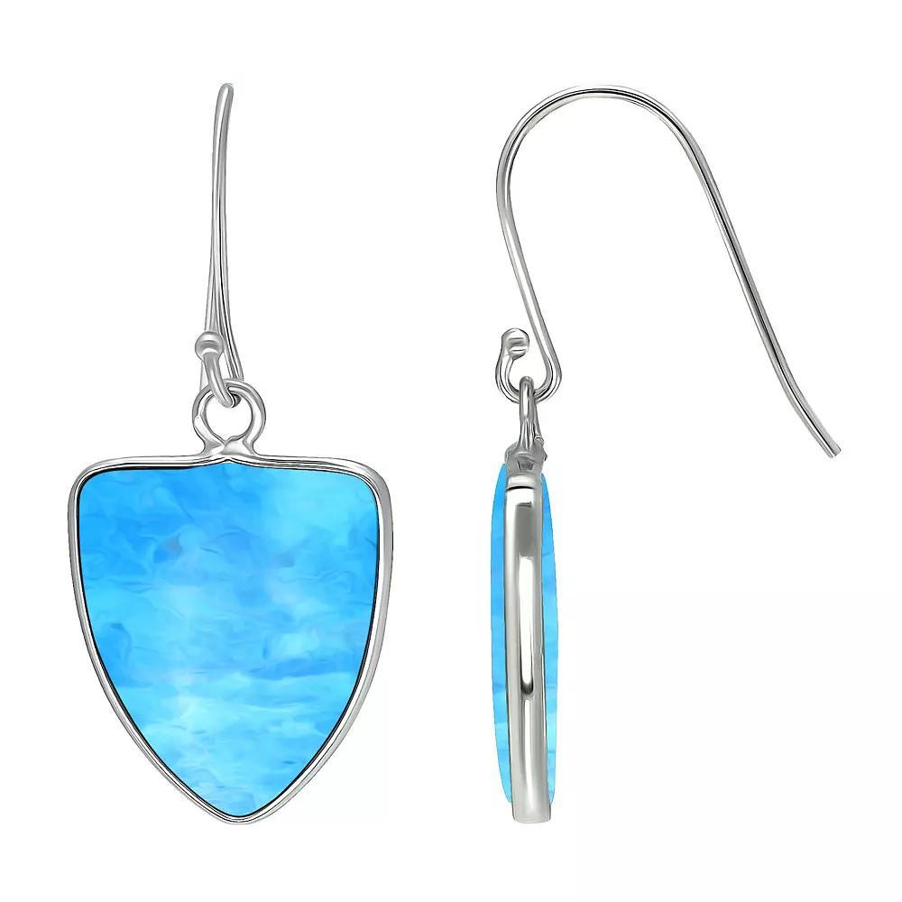 Aleure Precioso Sterling Silver Triangle Shaped Gemstone Drop Earrings, Womens, Dark Blue Product Image