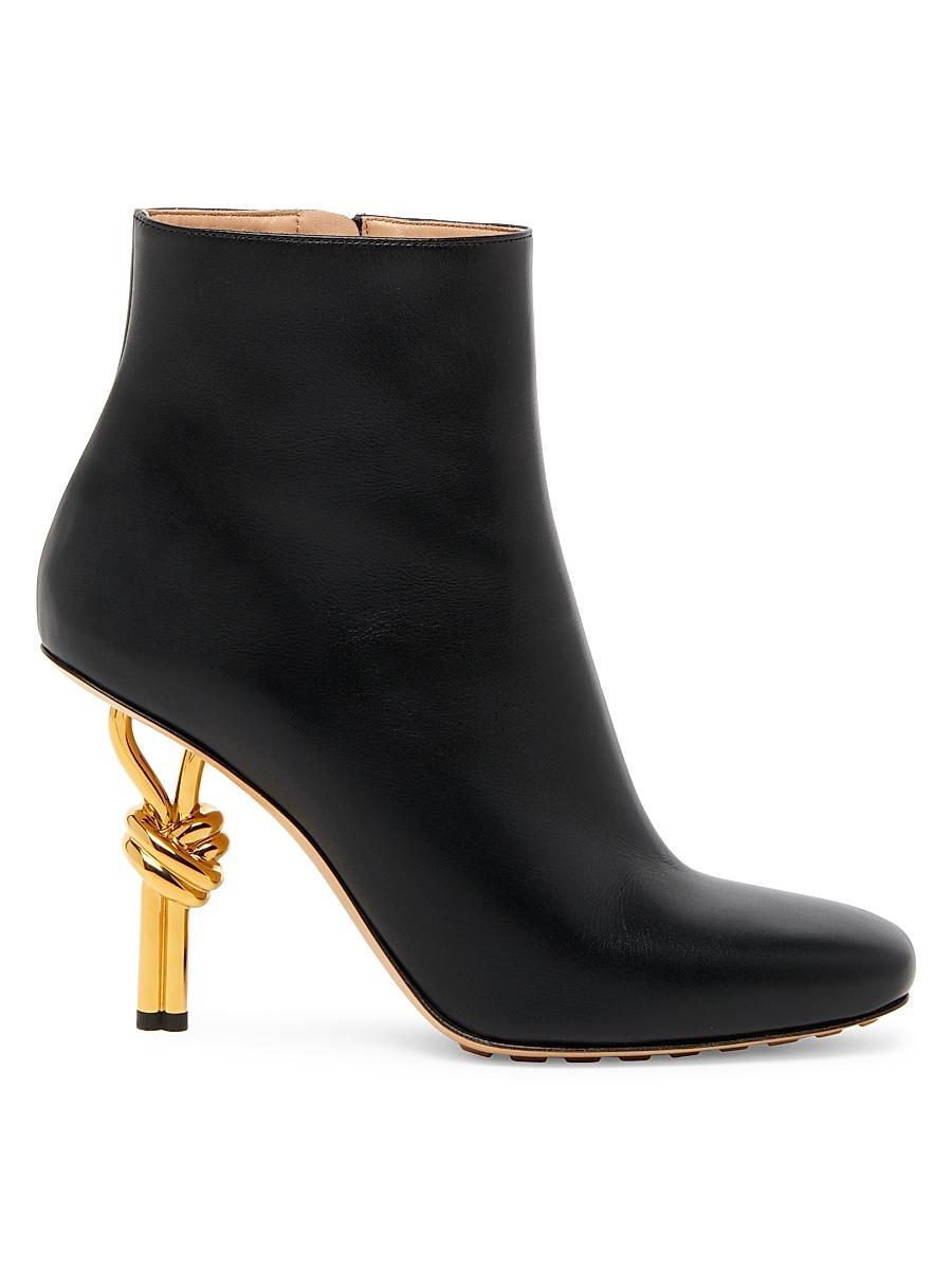 Womens 90MM Knot-Heel Leather Booties Product Image