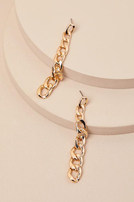 Posey Gold Chain Link Drop Earrings Product Image