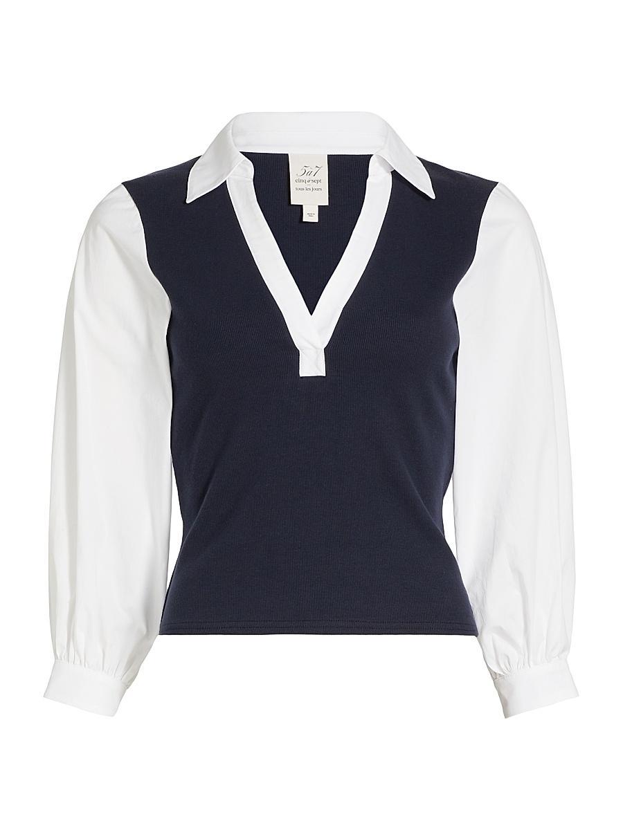 Womens Colleen Poplin-Sleeve Top Product Image