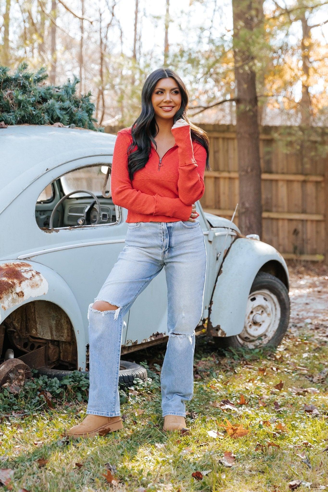 Free People Red Midnight Half Zip Pullover - FINAL SALE Product Image