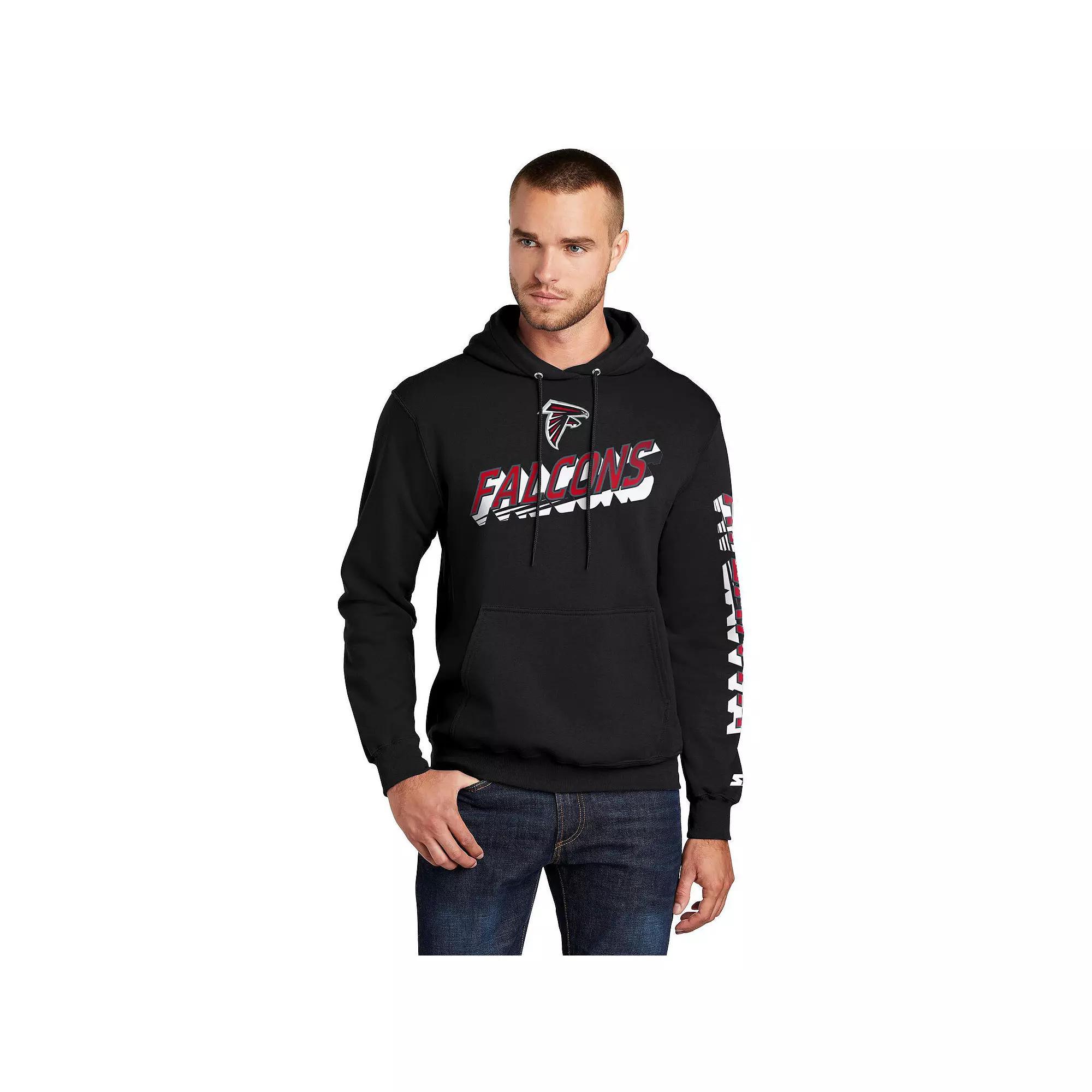 Men's Starter Black Atlanta Falcons Wordmark Logo Pullover Hoodie, Size: Large Product Image