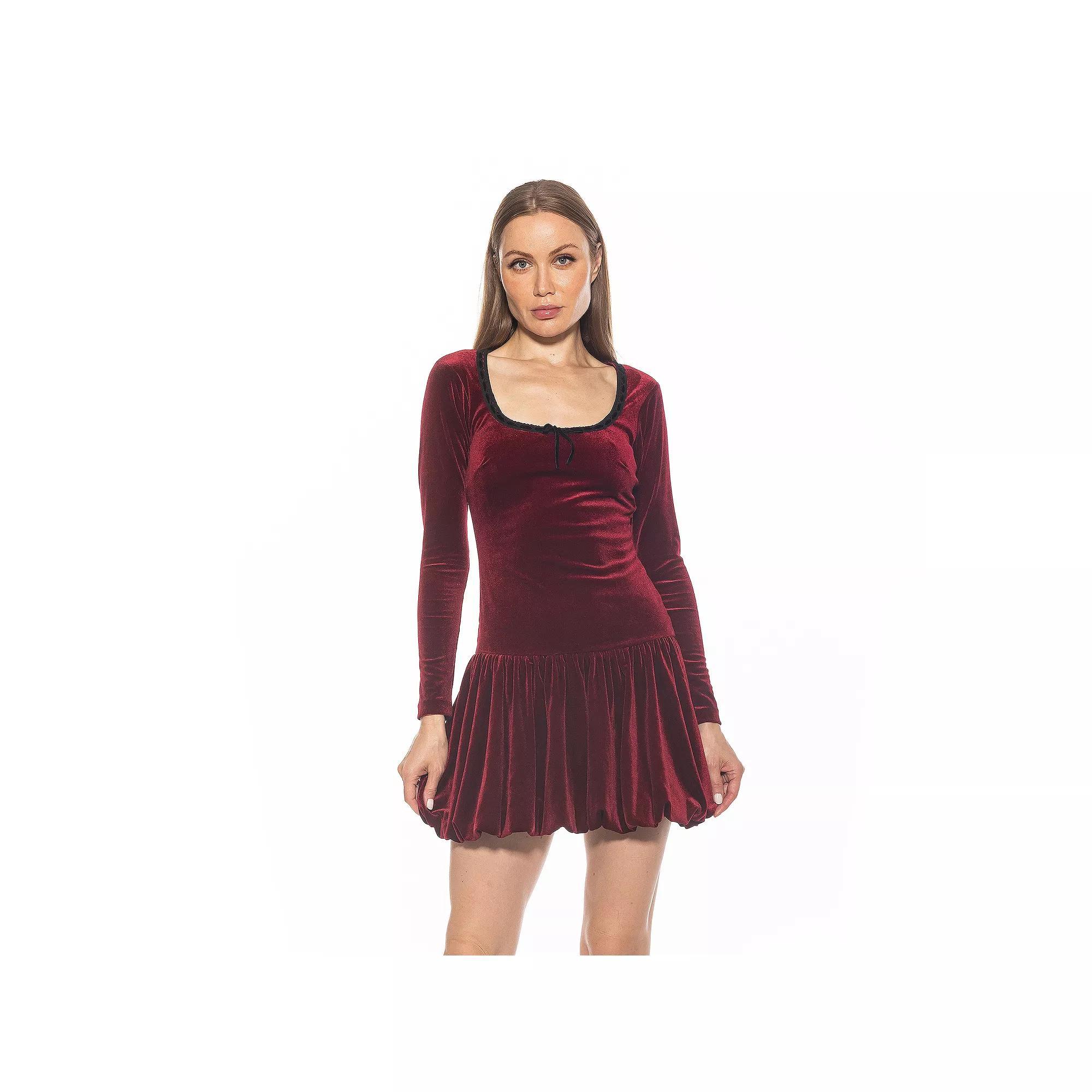Women's ALEXIA ADMOR Rach Velvet Scoopneck Lace Insert Dress, Size: XS, Red Product Image