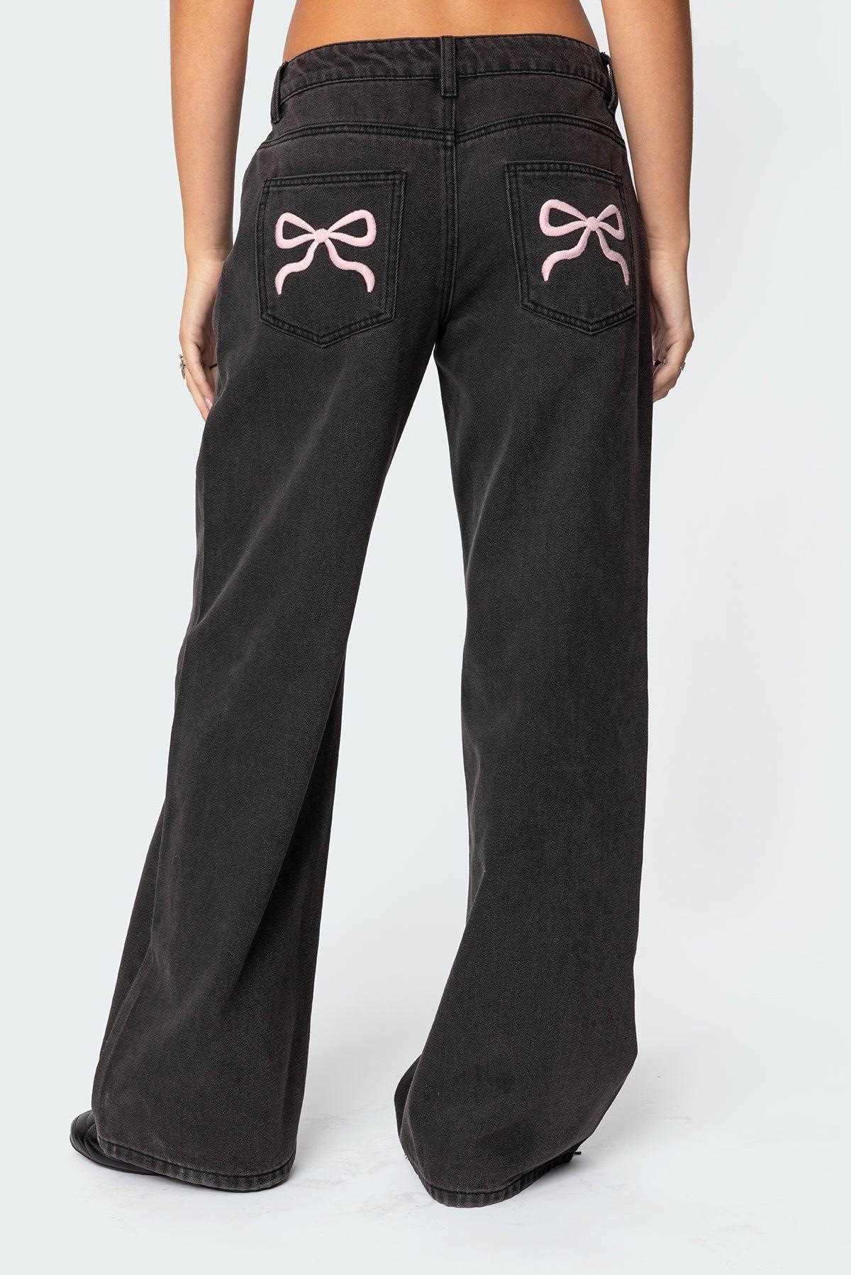 Bow Pocket Relaxed Jeans Product Image