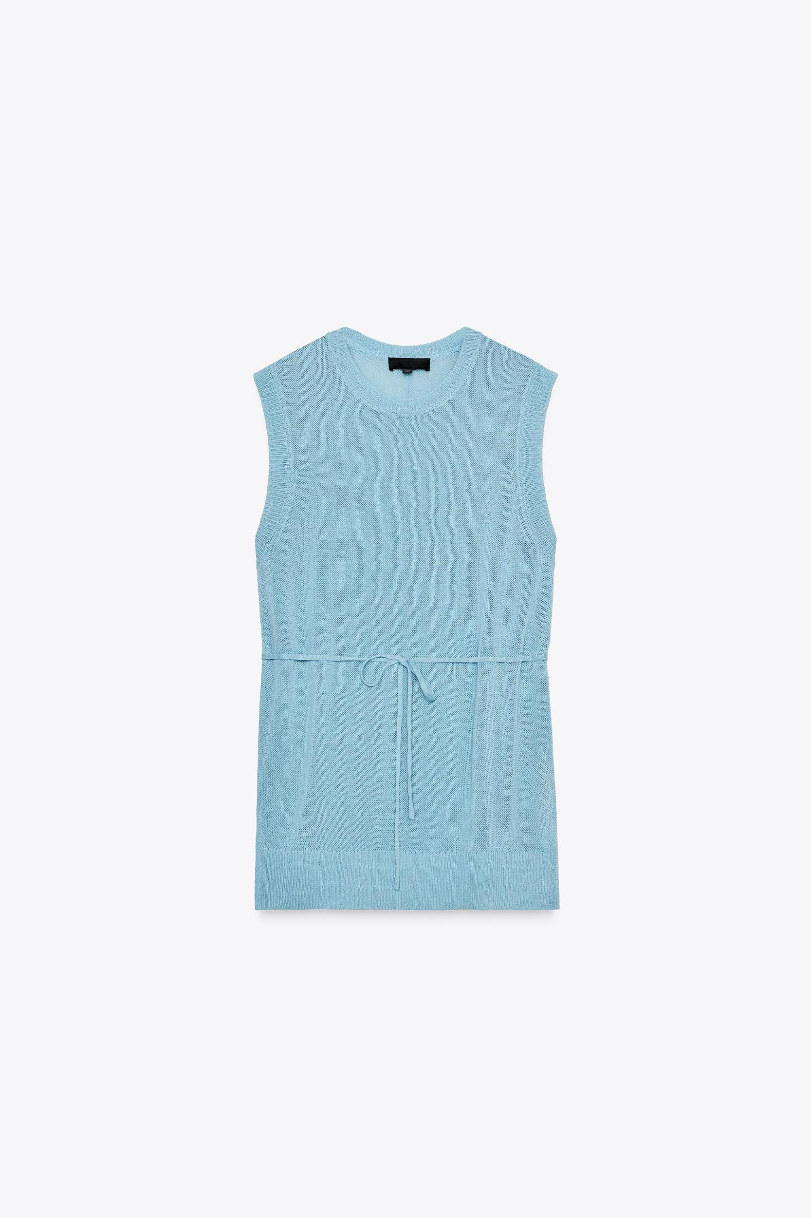 BELTED KNIT LONG TOP Product Image