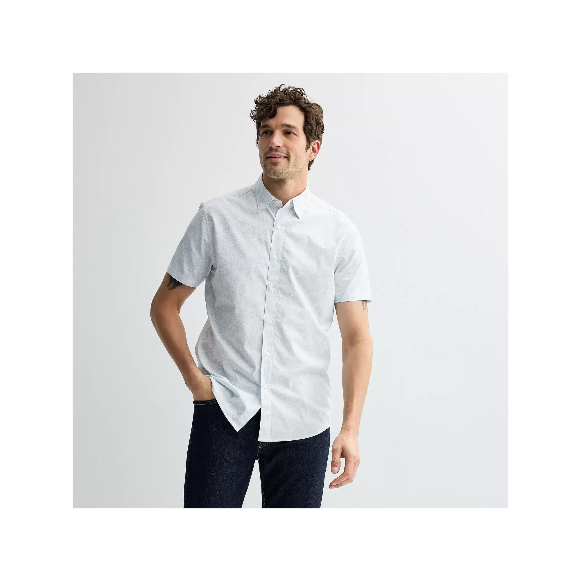 Men's Sonoma Goods For Life® Short Sleeve Performance Shirt, Size: XXL, Dotted Leaves White Product Image