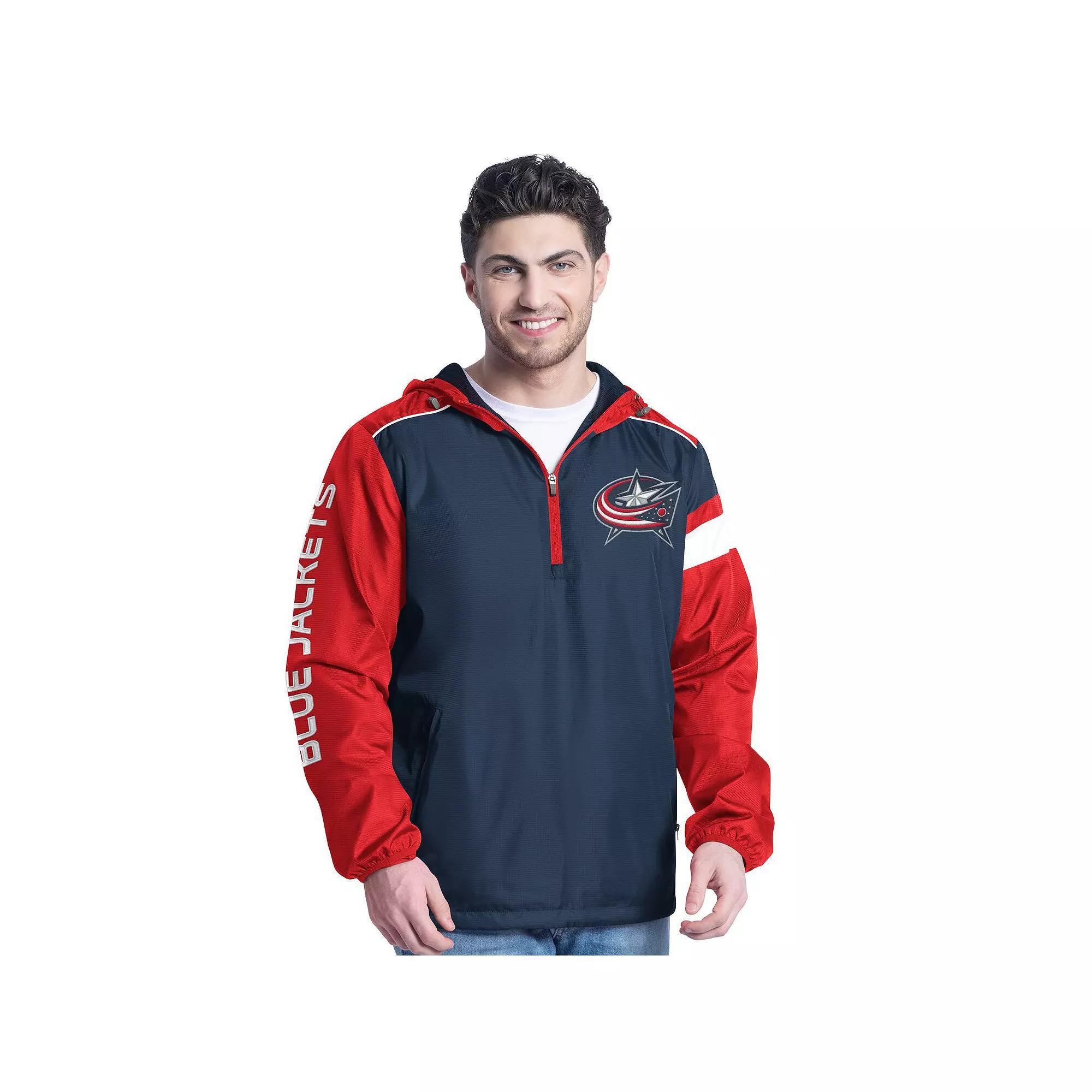 Men's G-III Sports by Carl Banks Navy/Red Columbus Blue Jackets Lateral Half-Zip Hoodie Jacket, Size: 2XL Product Image