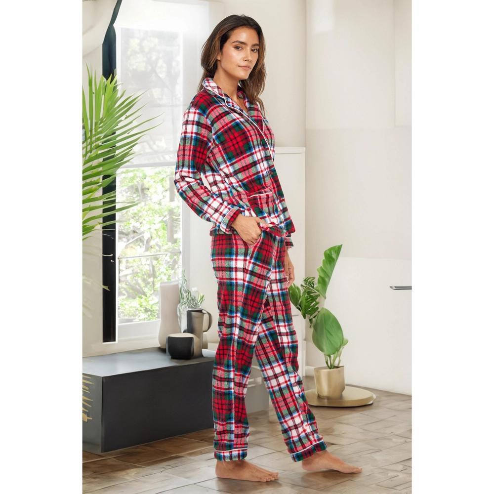 ADR Fleece Women's Pajamas Pants & Long Sleeve Button Down Pajama Cozy Winter PJ Set Product Image