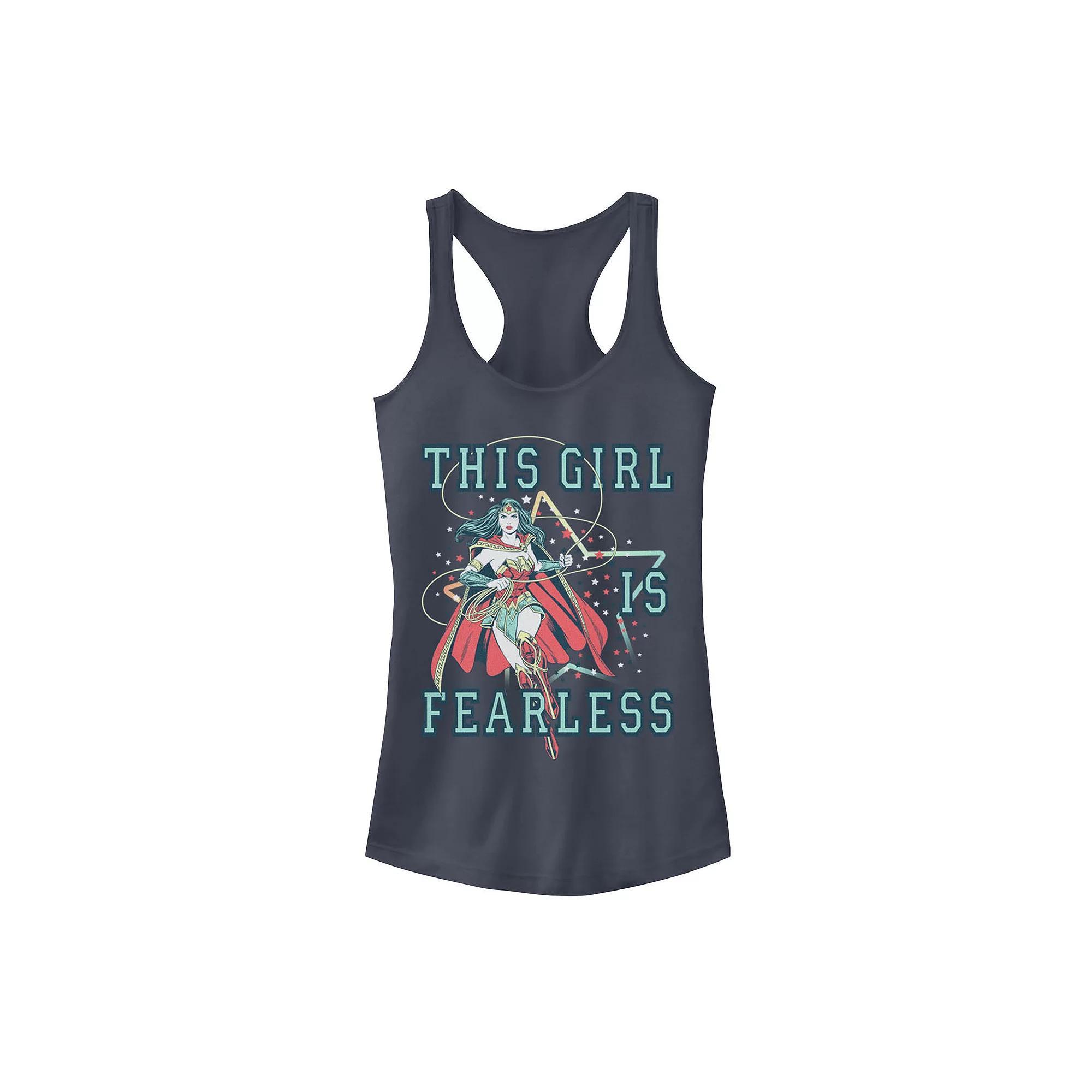 Juniors' DC Comics Wonder Woman "This Girl Is Fearless" Tank Top, Girl's, Size: Medium, Blue Product Image