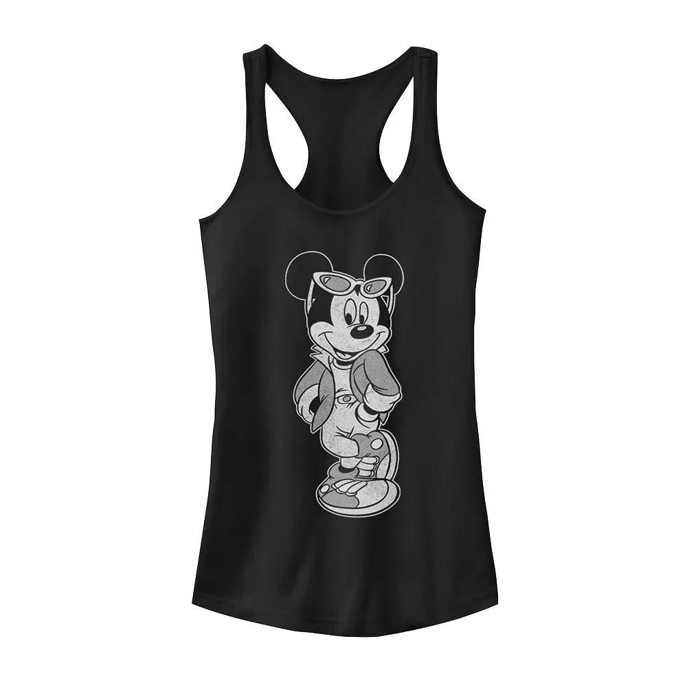 Disney's Mickey & Friends Mickey Cool Portrait Juniors' Racerback Graphic Tank Top, Girl's, Size: Small, Black Product Image
