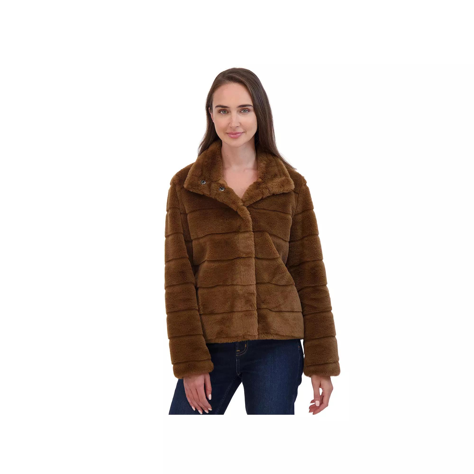 Women's Sebby Collection Faux Fur Jacket, Size: Large, Mink Product Image