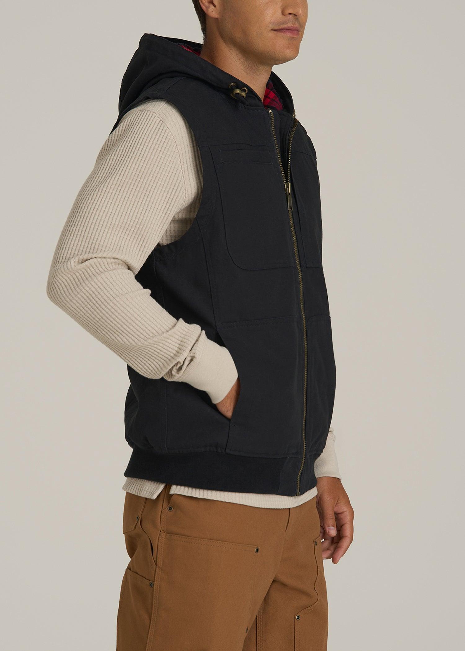 LJ&S Flannel-Lined Canvas Work Vest for Tall Men in Black Male Product Image