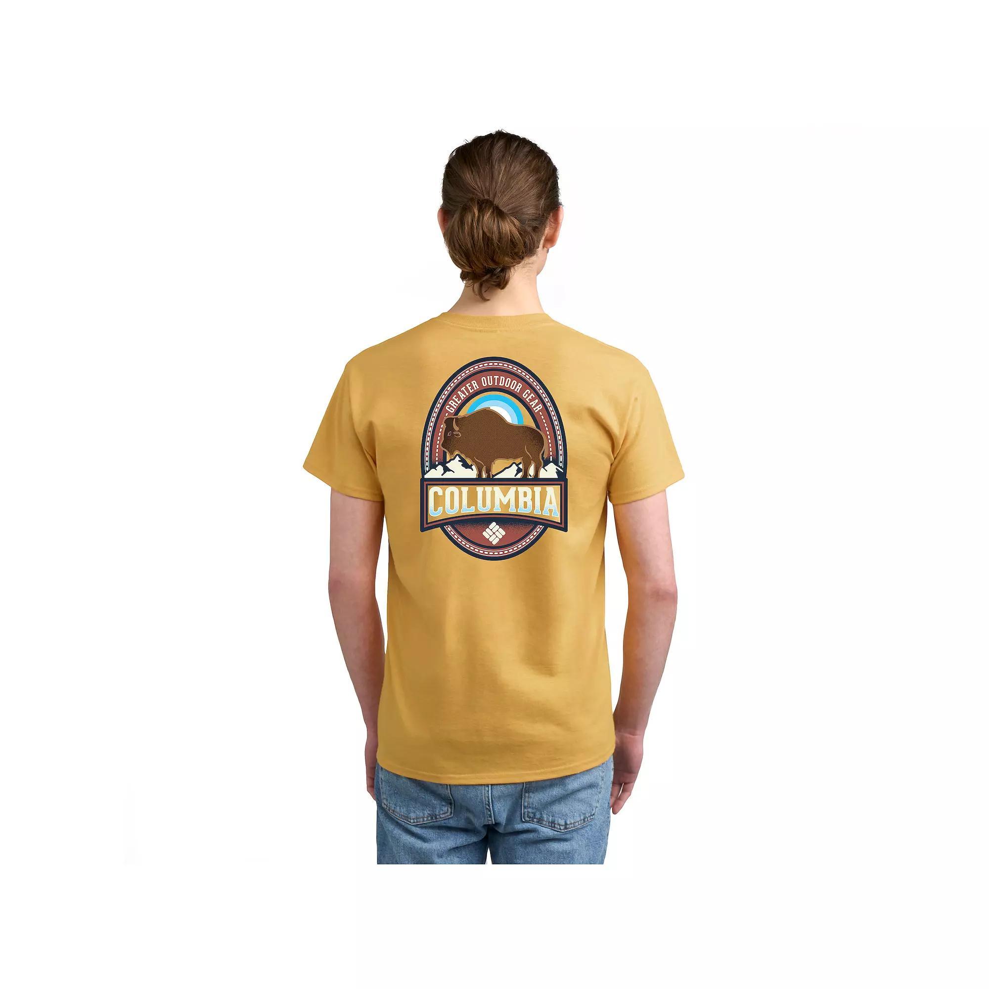 Men's Columbia Americana Adventure Print Short Sleeve Graphic Tee, Size: XL, New Yellow Product Image