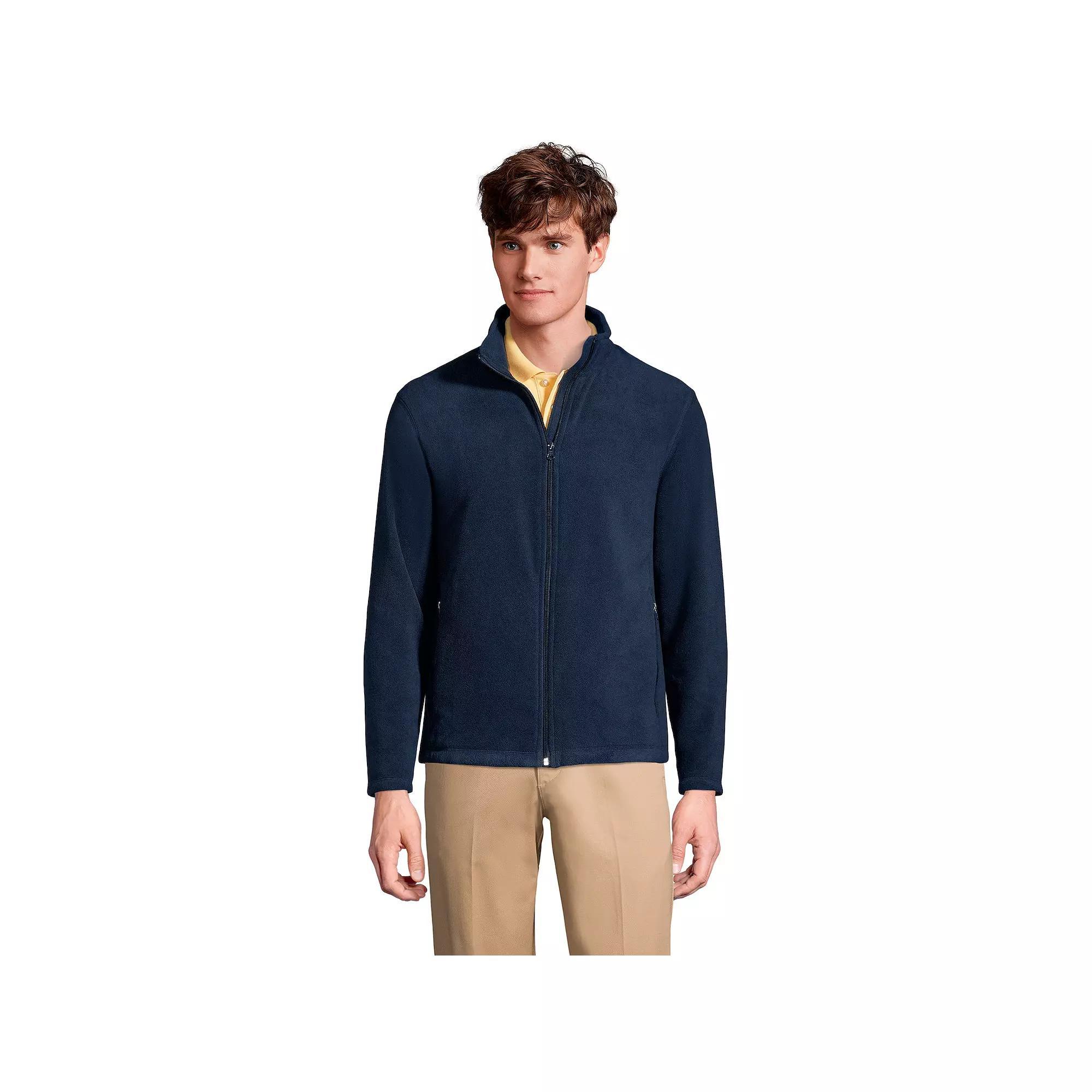 Men's Lands' End Full-Zip Mid-Weight Fleece Jacket, Size: Large, Dark Grey Product Image