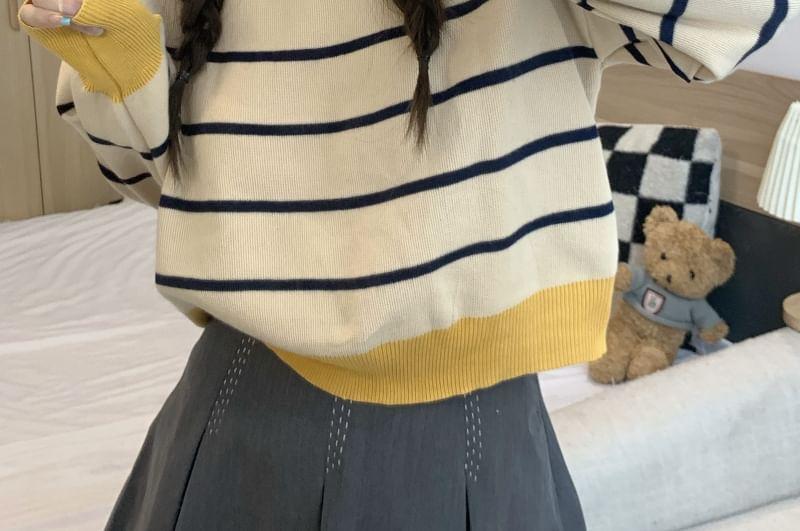 Crew Neck Striped Sweater Product Image