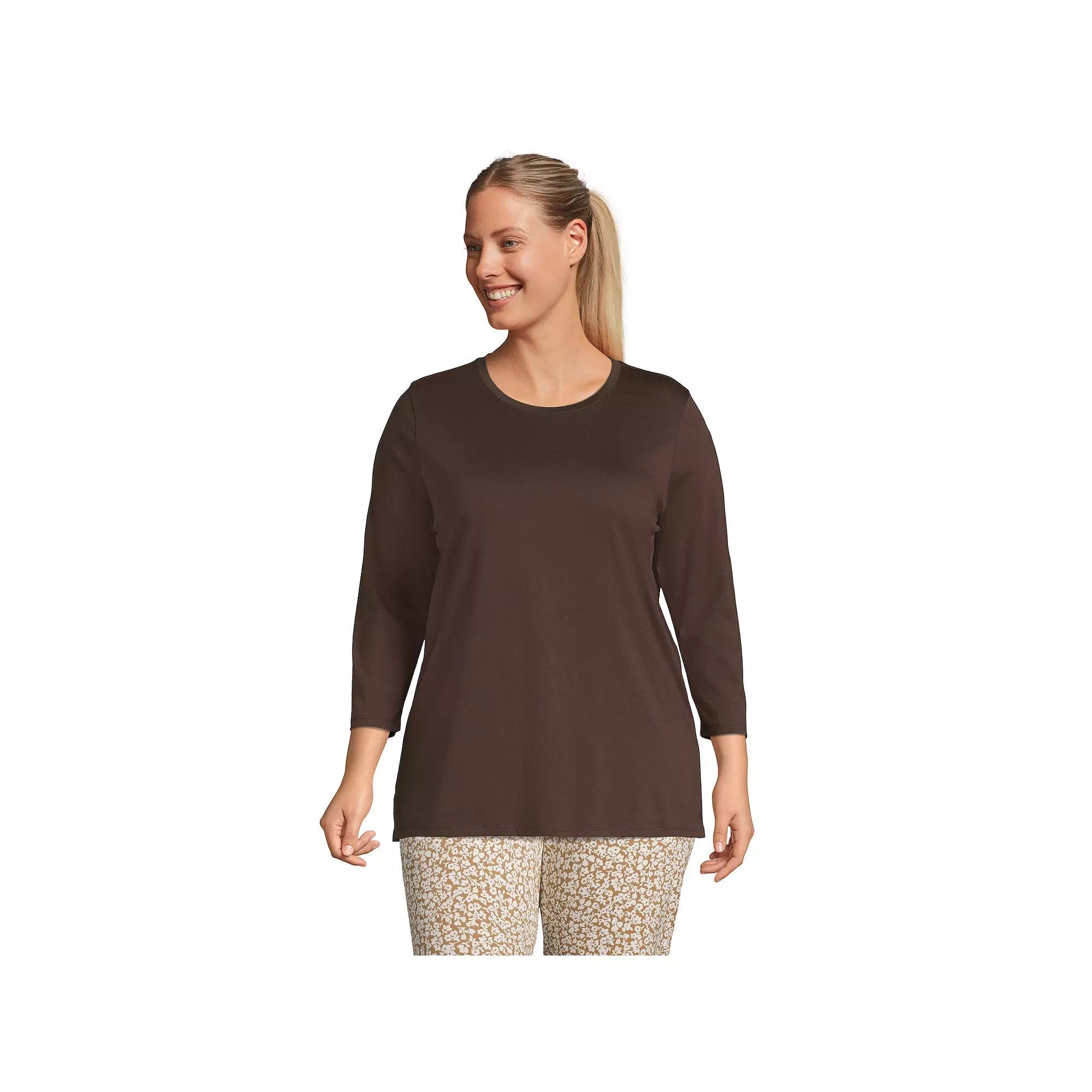 Plus Size Lands' End Supima Cotton Relaxed Fit Crewneck Tunic, Women's, Size: 3XL, Radiant Blue Product Image