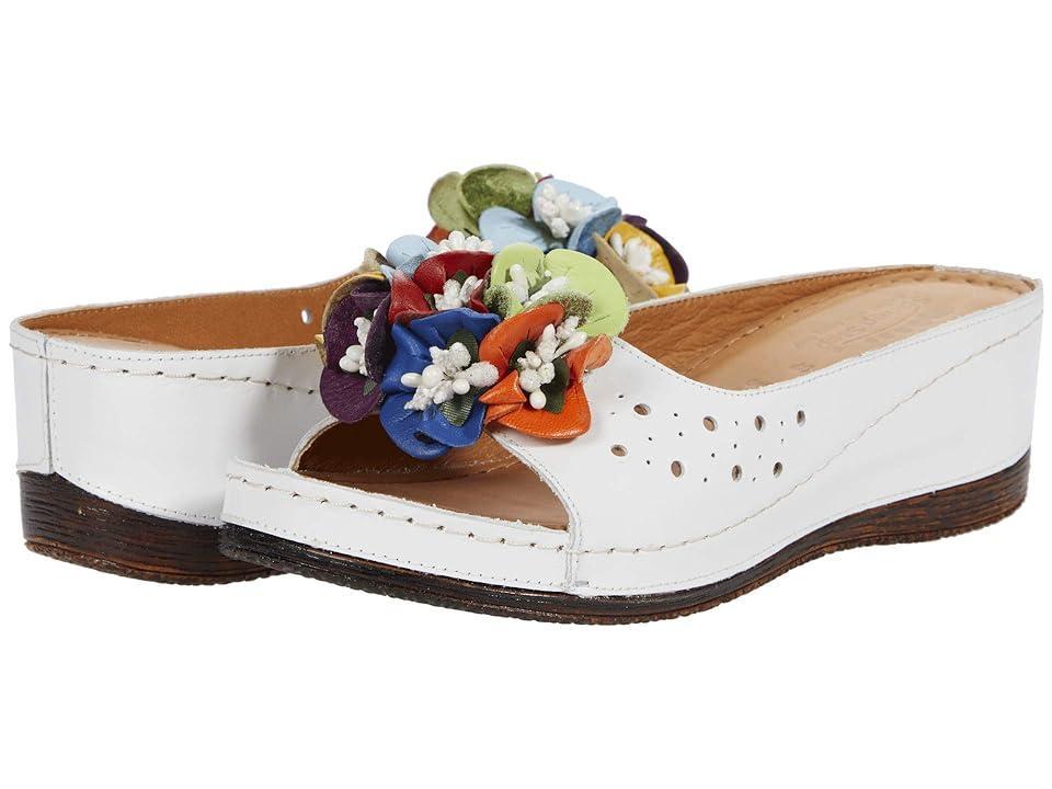 Spring Step Flower Child Slide Wedge Sandal in White Leather at Nordstrom, Size 6.5-7Us Product Image