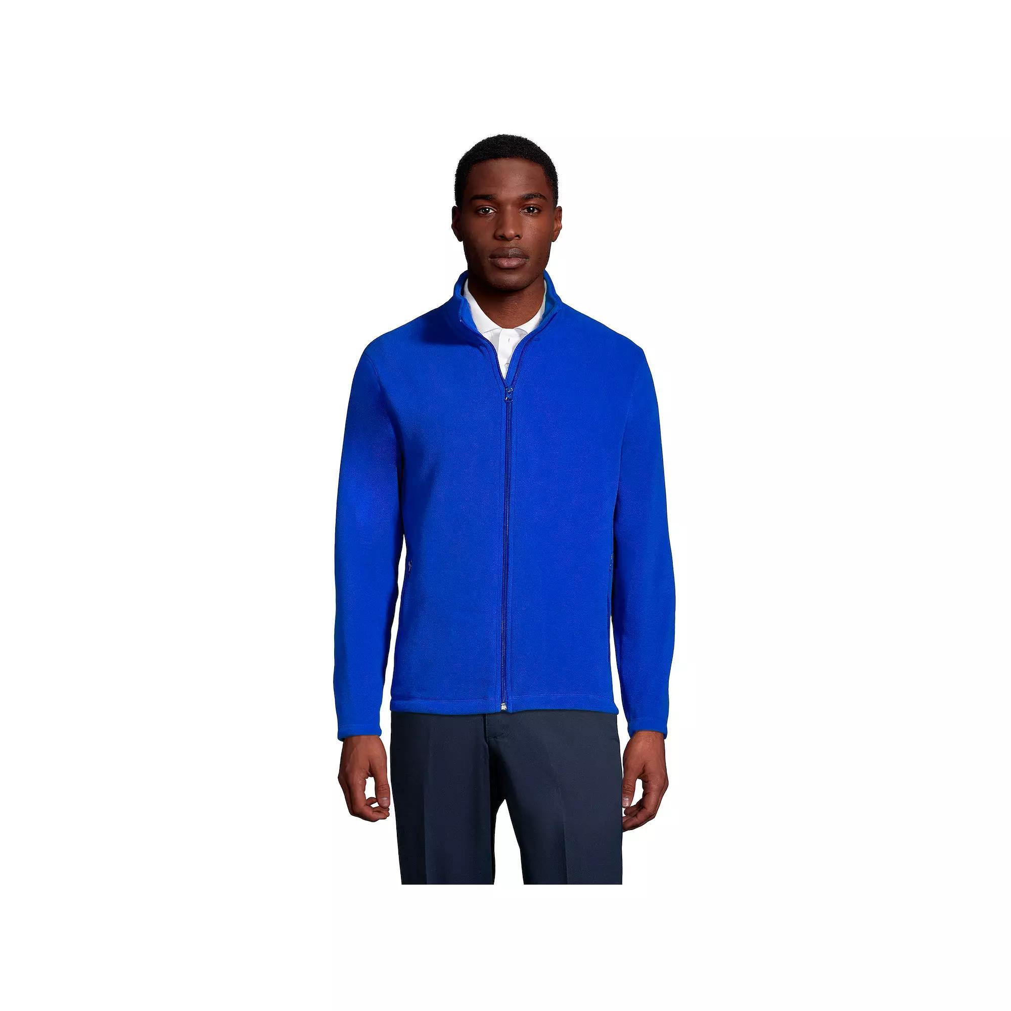 Men's Lands' End Full-Zip Mid-Weight Fleece Jacket, Size: Large, Dark Grey Product Image
