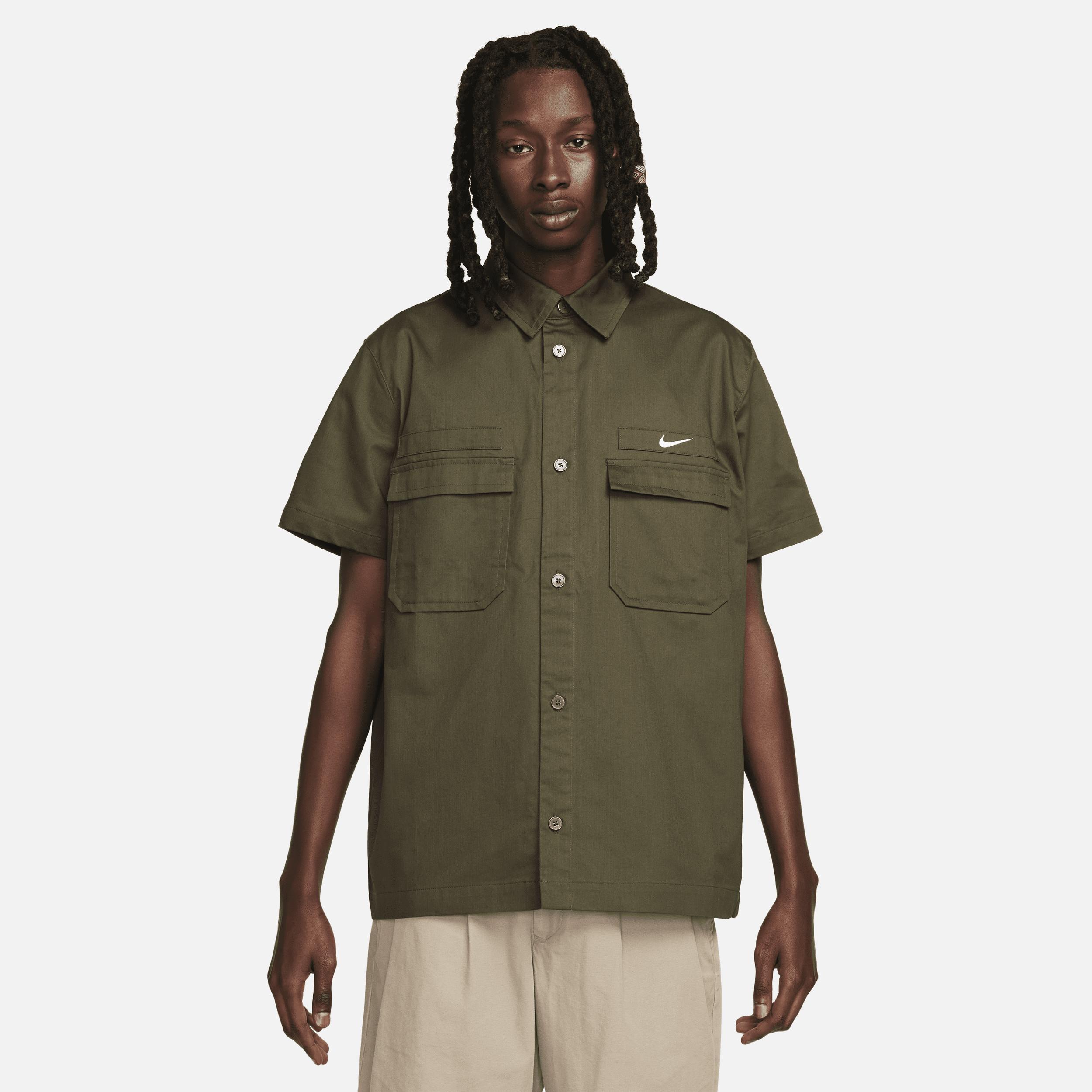 Nike Mens Life Woven Military Short-Sleeve Button-Down Shirt Product Image