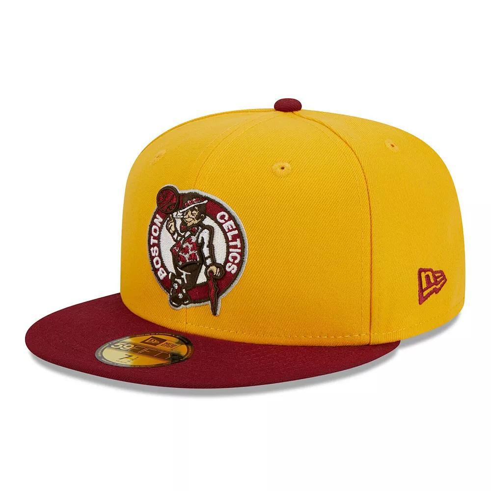 Men's New Era Yellow/Red Boston Celtics Fall Leaves 2-Tone 59FIFTY Fitted Hat, Size: 7 3/8 Product Image