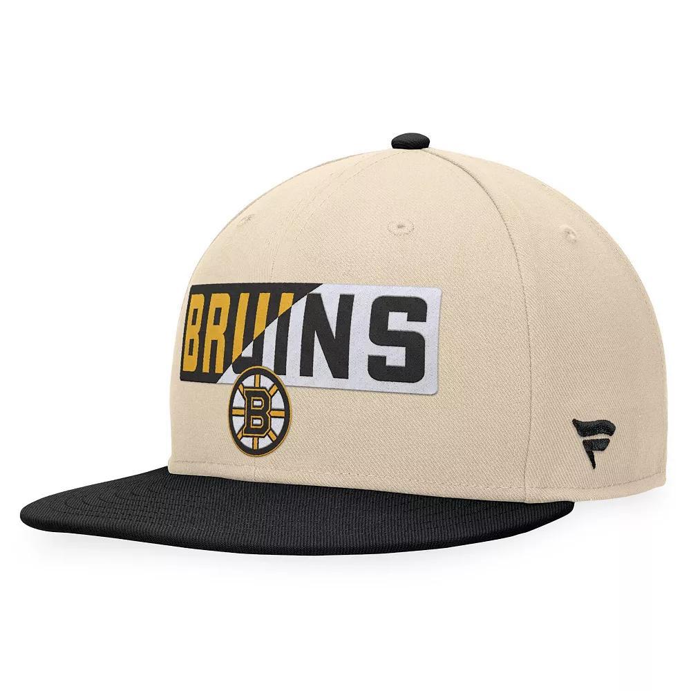 Men's Fanatics Cream/Black Boston Bruins Goalaso Snapback Hat, Beige Product Image