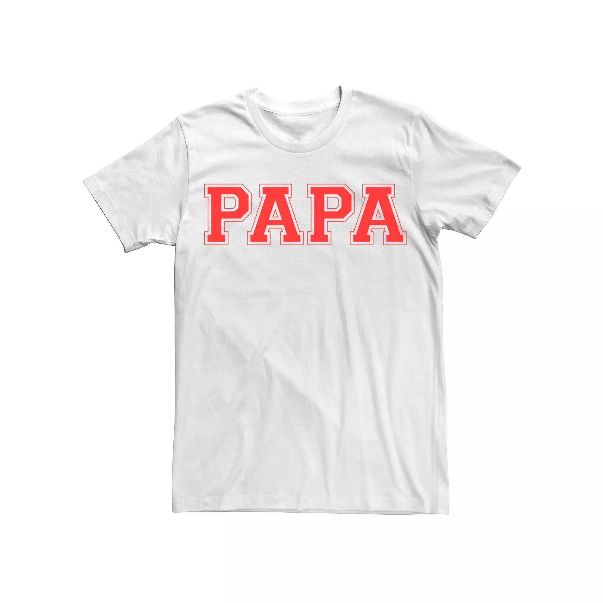 Men's Papa Bold Red Letters Graphic Tee, Size: 3XL, White Product Image
