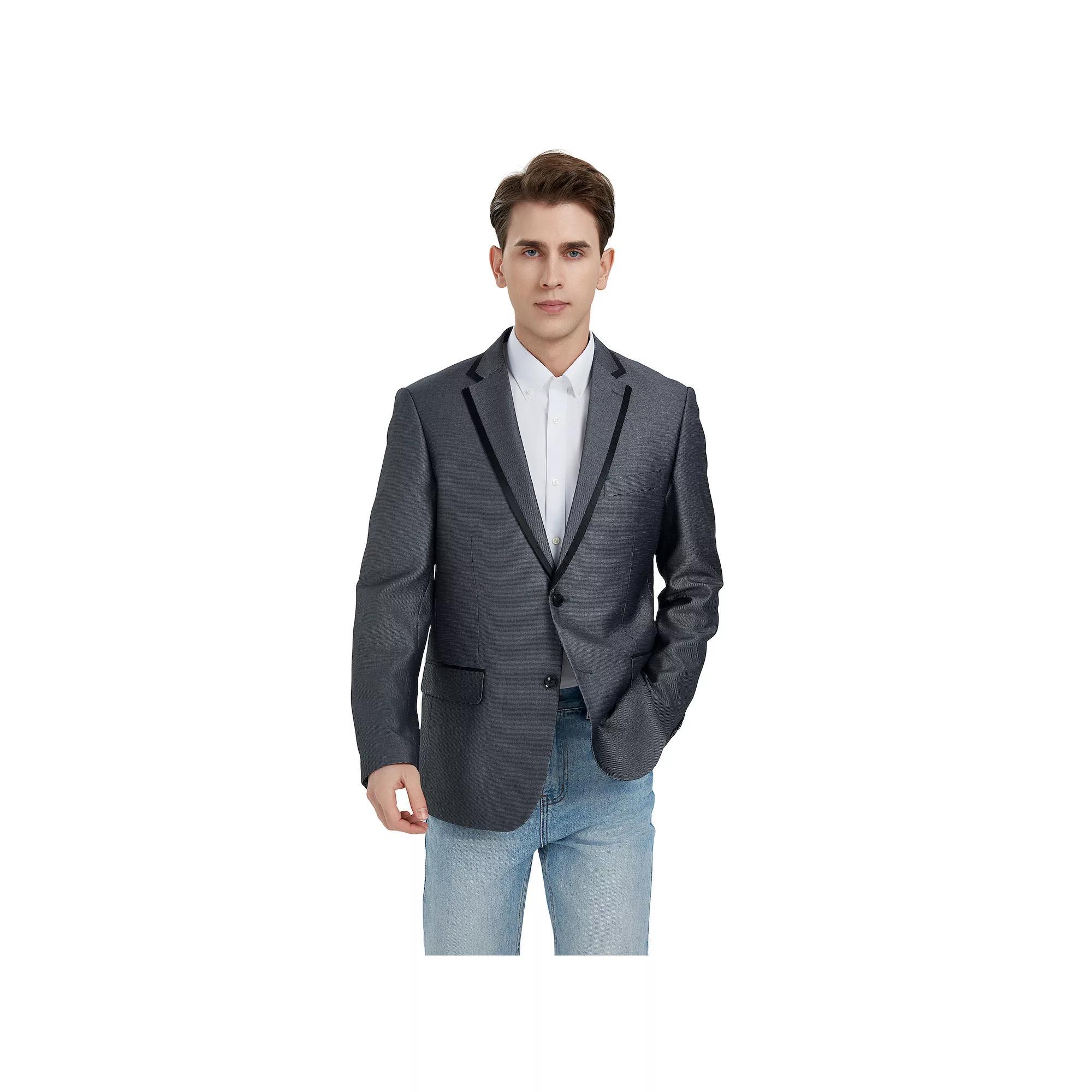 Men's Bespoke Silver Dobby Suit Jacket, Size: XL Product Image