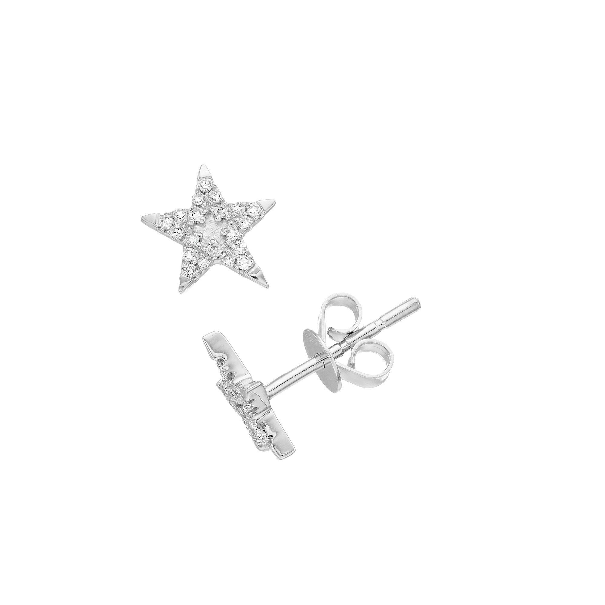 Ava Blue 14k White Gold 1/10 Carat T.W. Diamond Star Earrings, Women's Product Image