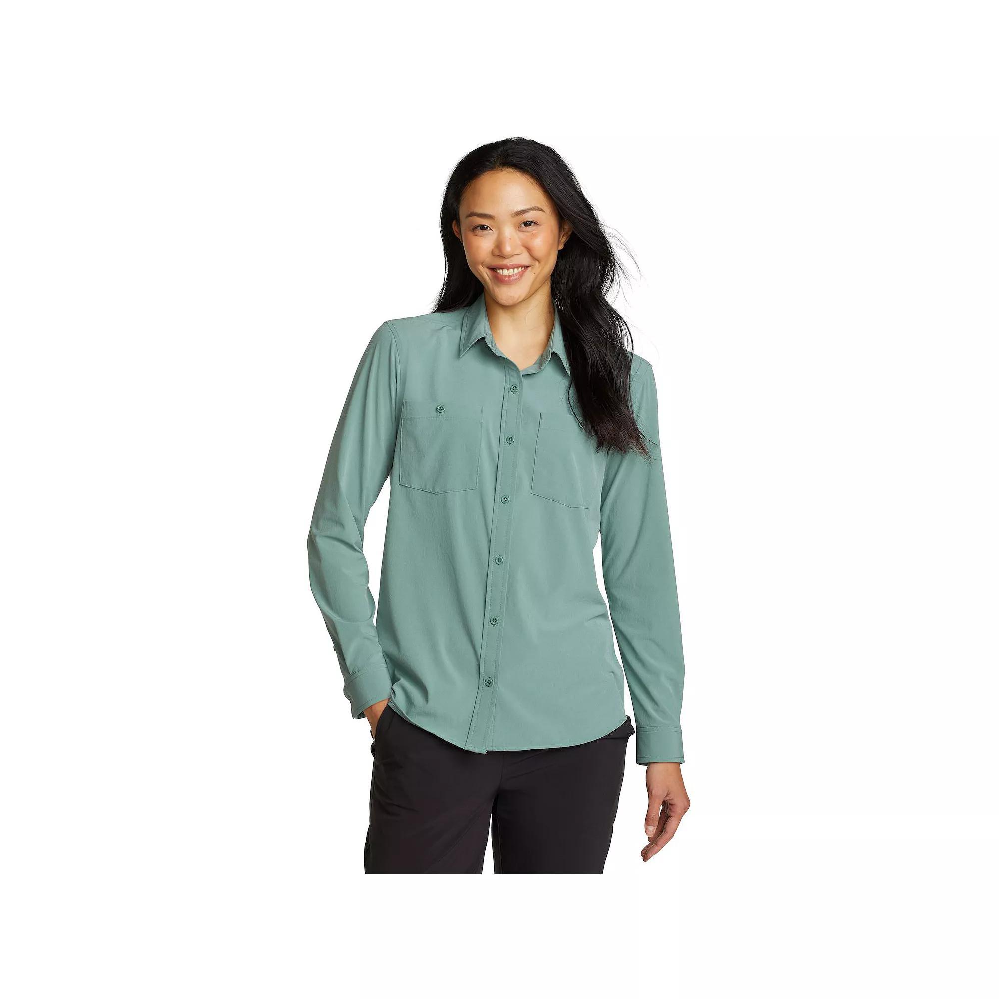 Women's Eddie Bauer Tall Departure 3.0 Lons Sleeve Shirt, Size: Large, Green Product Image