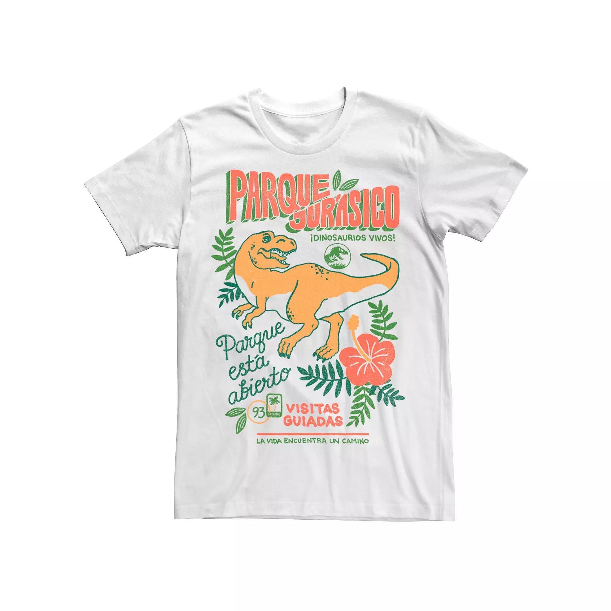 Men's Jurassic Park Spanish Opening Day Poster Tee, Size: 3XL, White Product Image