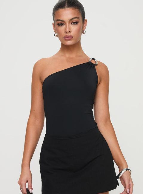Talija One Shoulder Bodysuit Black Tall Product Image
