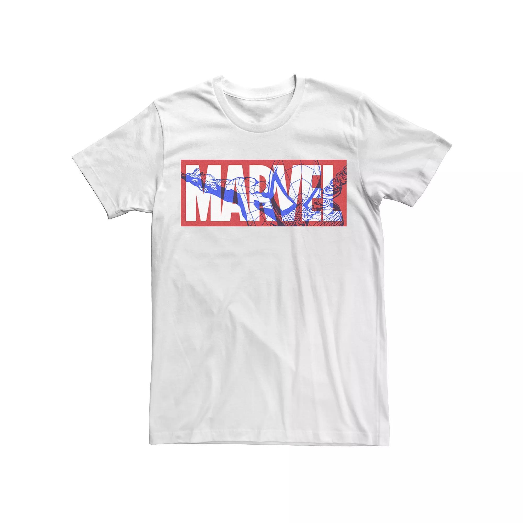 Men's Marvel Spider-Man Large Classic Movie Logo Graphic Tee, White Product Image