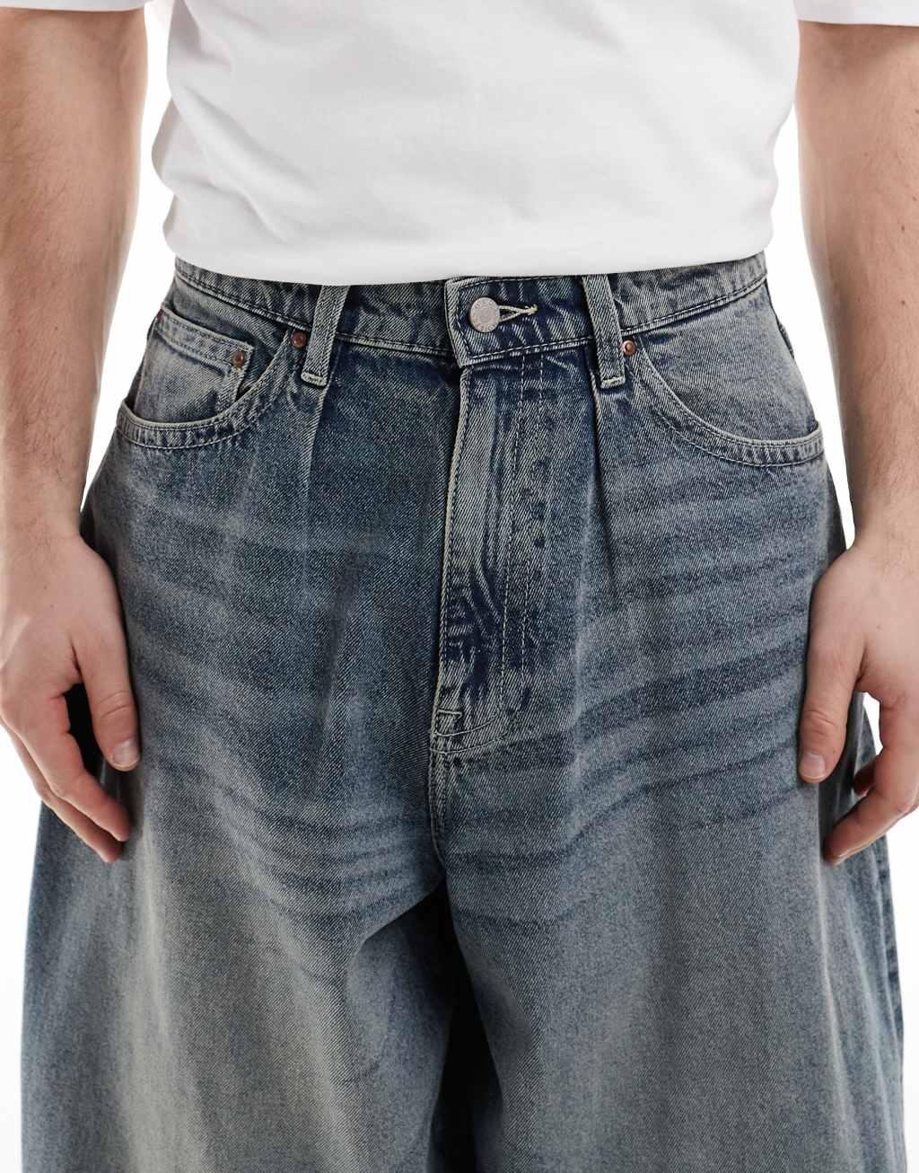 ASOS DESIGN oversized baggy fit jeans in vintage light wash blue Product Image