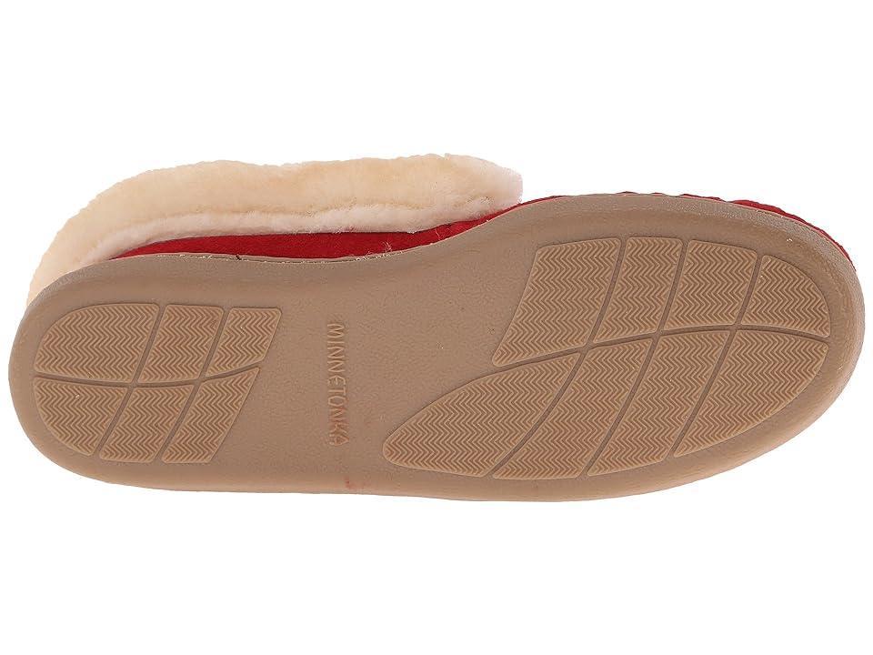 Minnetonka Alpine Bow Detail Suede Sheepskin Slippers Product Image