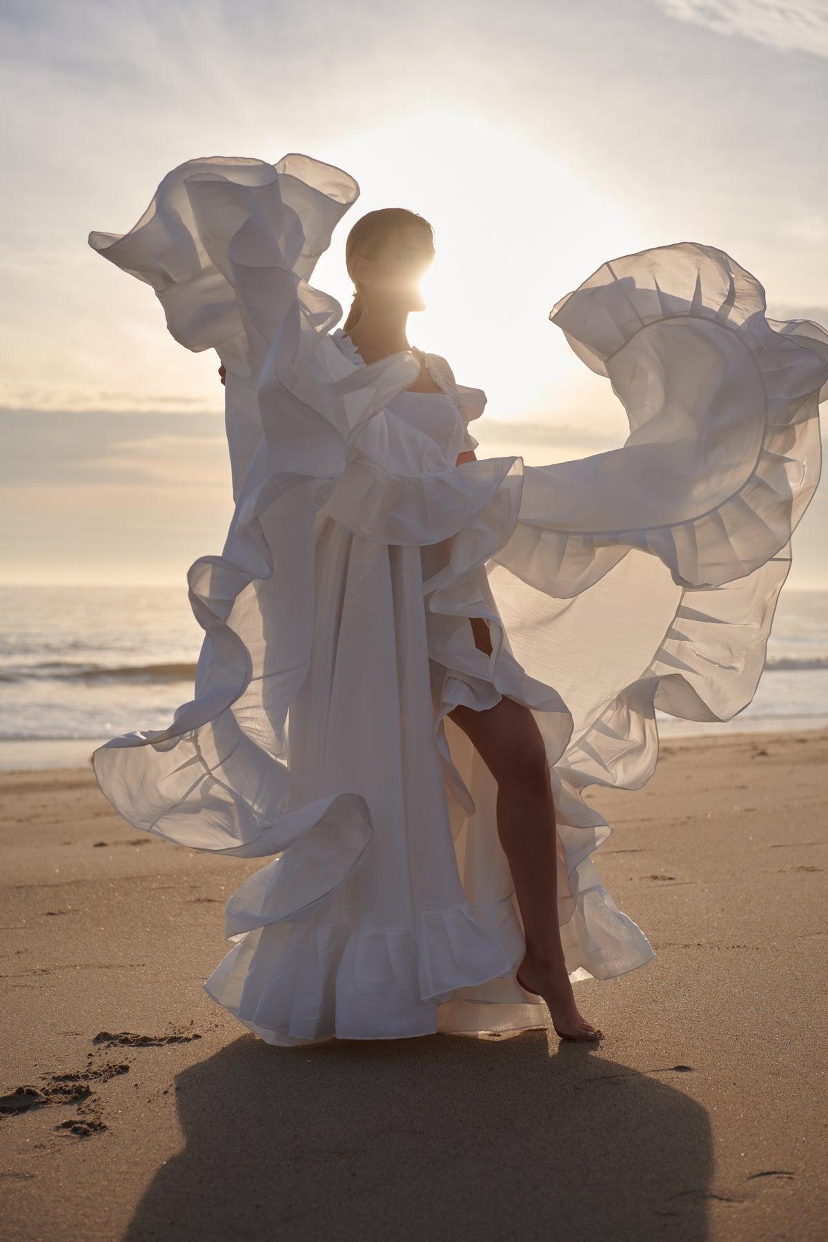 The Ivory Recycled Ruffle Gown Product Image
