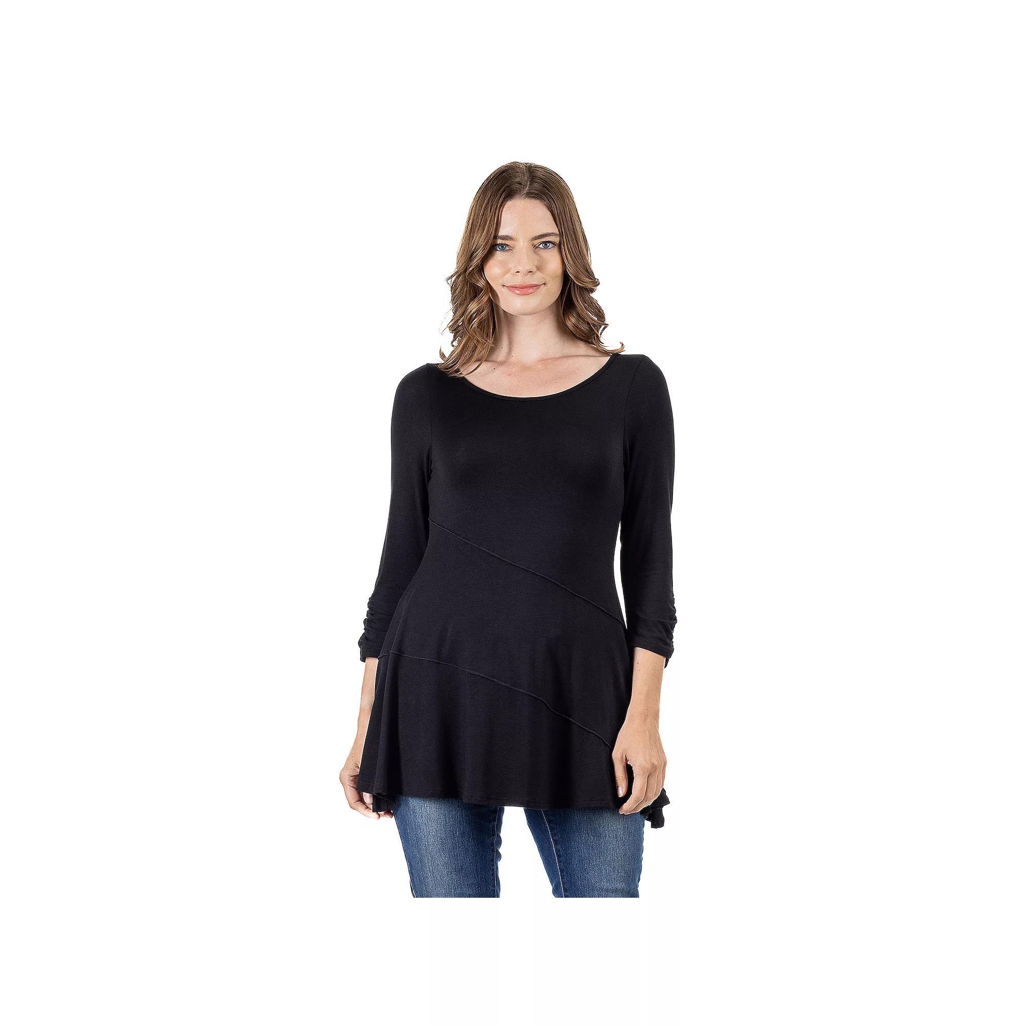 Womens 24Seven Comfort Apparel Ruched Swing Tunic Top Product Image