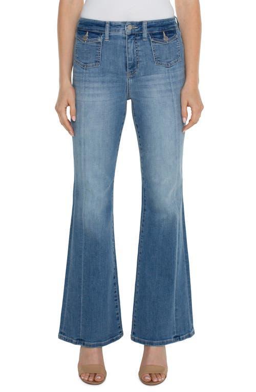 Liverpool Los Angeles Hannah Mid Rise Flare with Flap Front Pockets Crosshatch Denim (Overlook) Women's Jeans Product Image