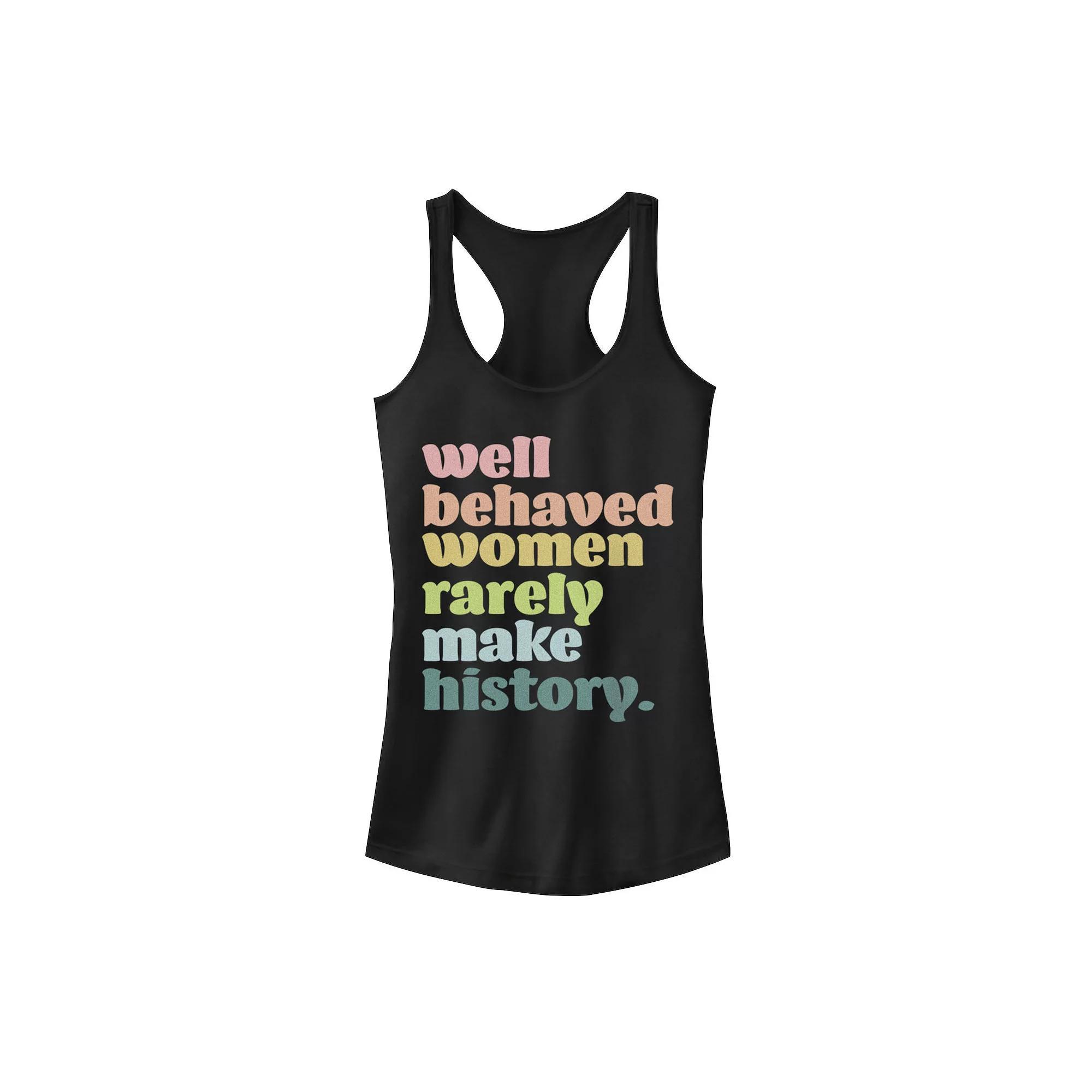 Juniors' Well Behaved Women Rarely Make History Racerback Tank Top, Girl's, Size: XL, Black Product Image