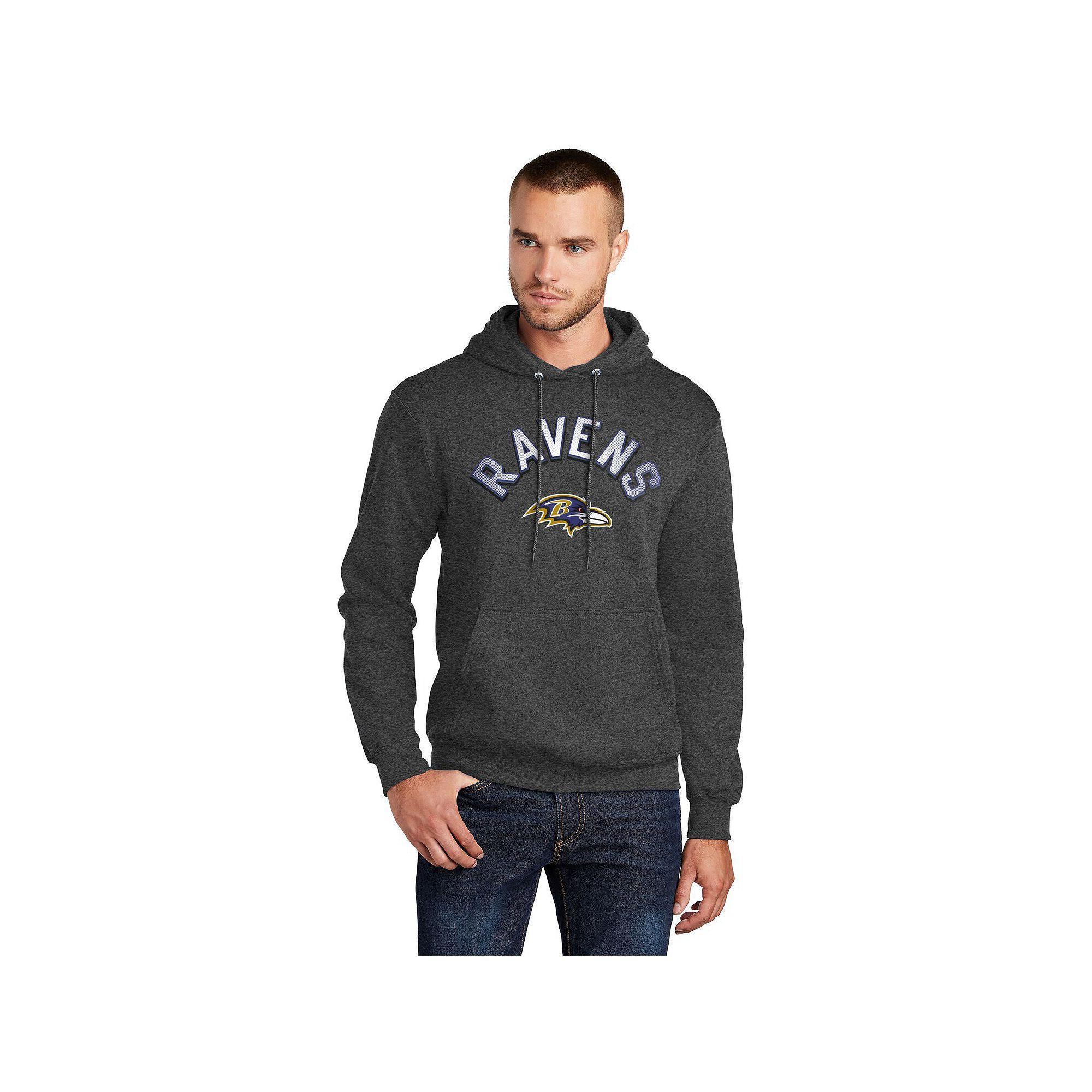 Men's Starter  Charcoal Baltimore Ravens Arch Over Logo Pullover Hoodie, Size: Medium Product Image