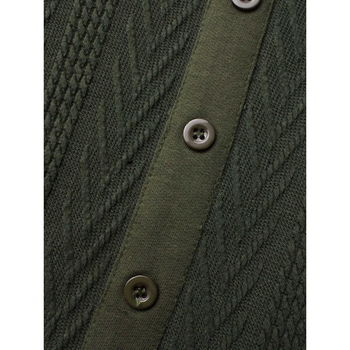 Plus Size Textured Patchwork Button Detail Midi Dress Sage Women Casual Texture Round Neck Long Sleeve Curvy BloomChic 30/6X Product Image