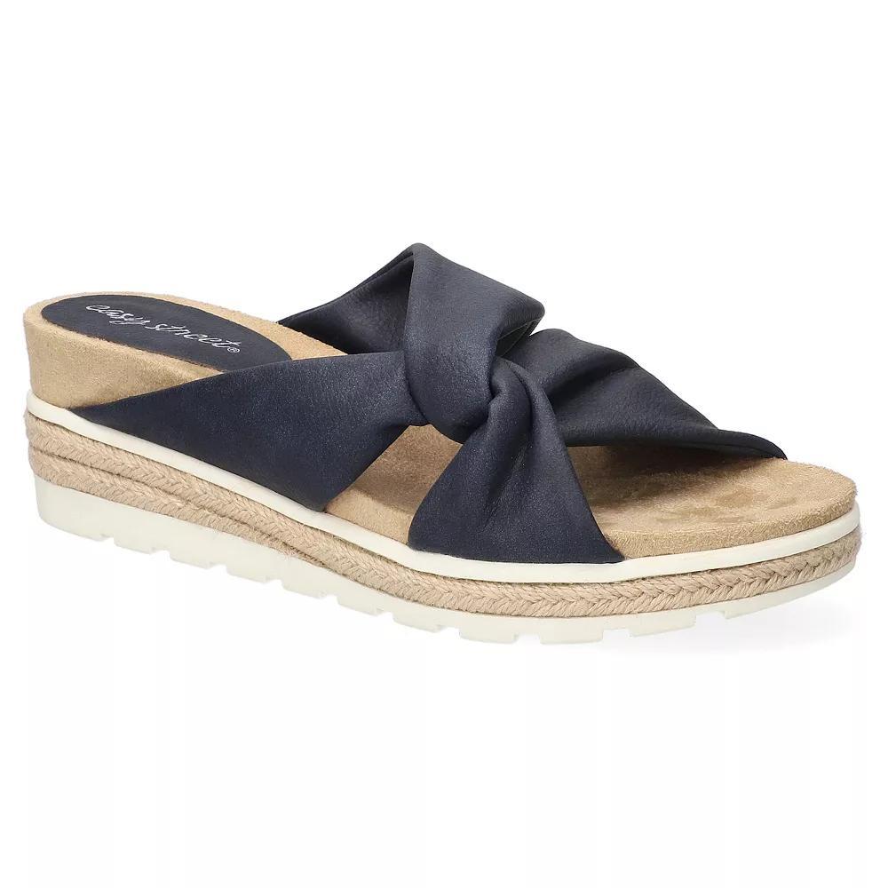 Easy Street Ja Knotted Wedge Women's Slide Sandals, Size: 7.5, Blue Product Image