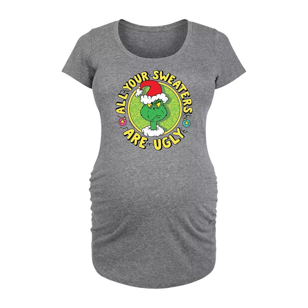 Maternity Dr. Seuss Grinch All Your Sweaters Are Ugly Graphic Tee, Women's, Size: Large-Mat, Grey Gray Product Image