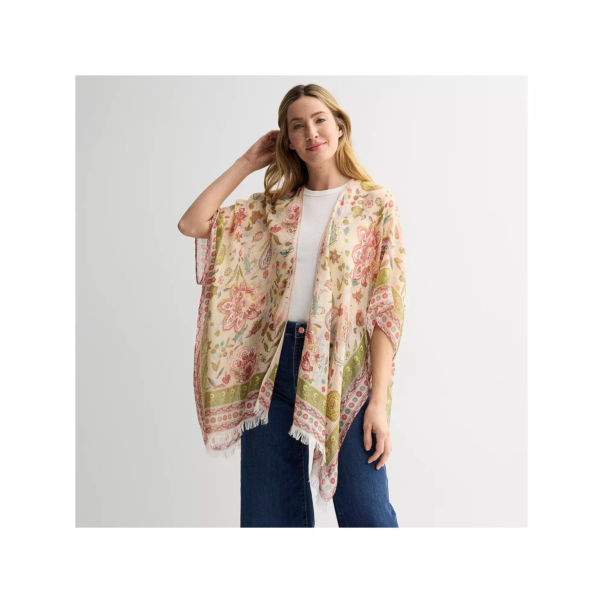 Women's Sonoma Goods For Life® Medallion Ruana, Green Team Product Image