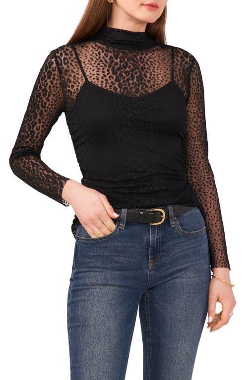 Vince Camuto Womens Mesh Mock Neck Long-Sleeve Top Product Image