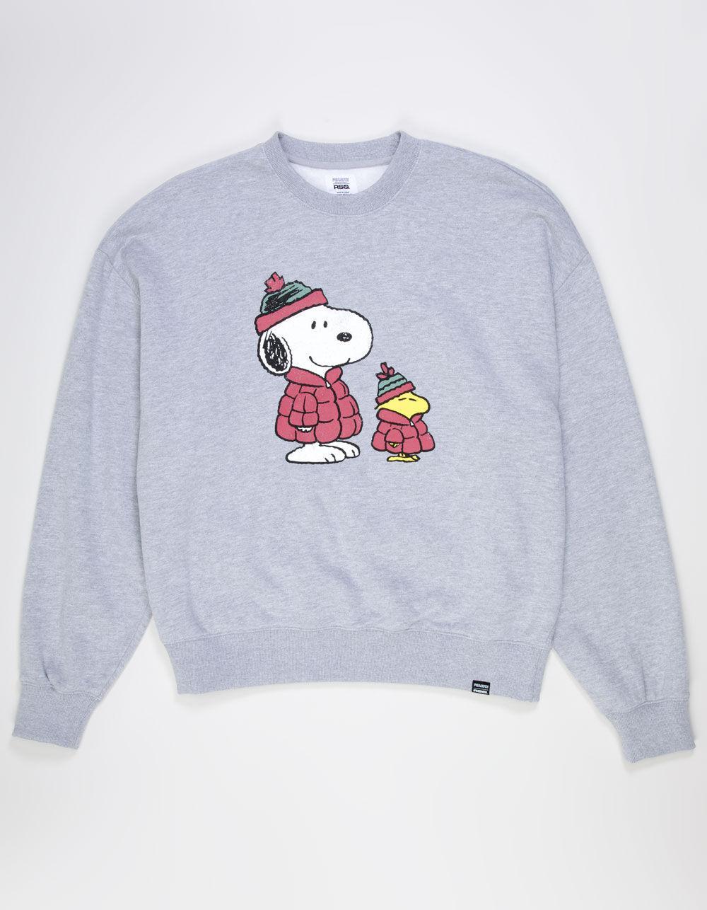 RSQ x Peanuts Puffers Mens Oversized Crewneck Sweatshirt - HEATHER GRAY Product Image